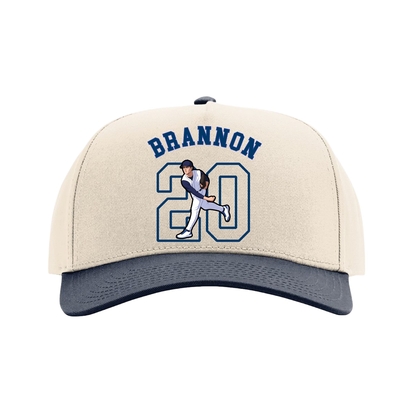 Full Fabric Five-Panel Champ Cap — Shirsey Arch in Cream/Navy