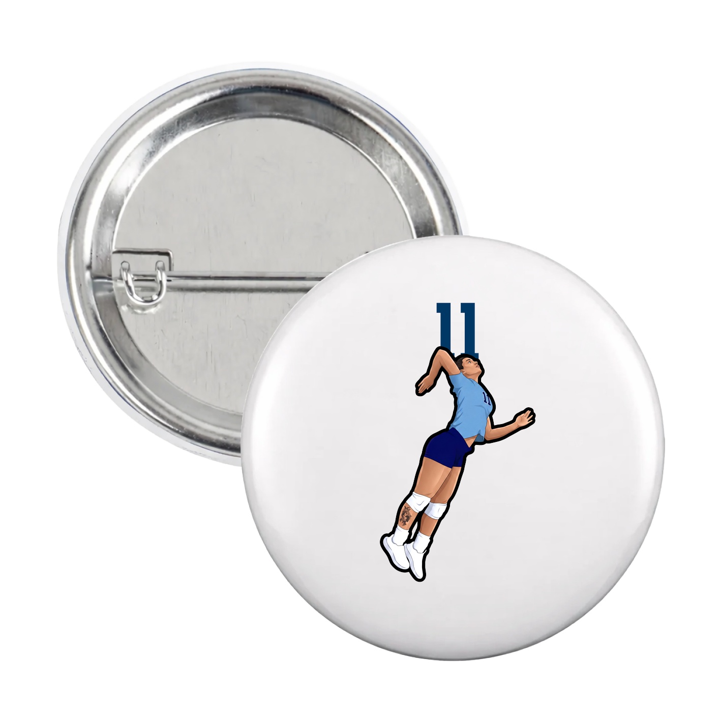 Game Day Button — Number Top in White