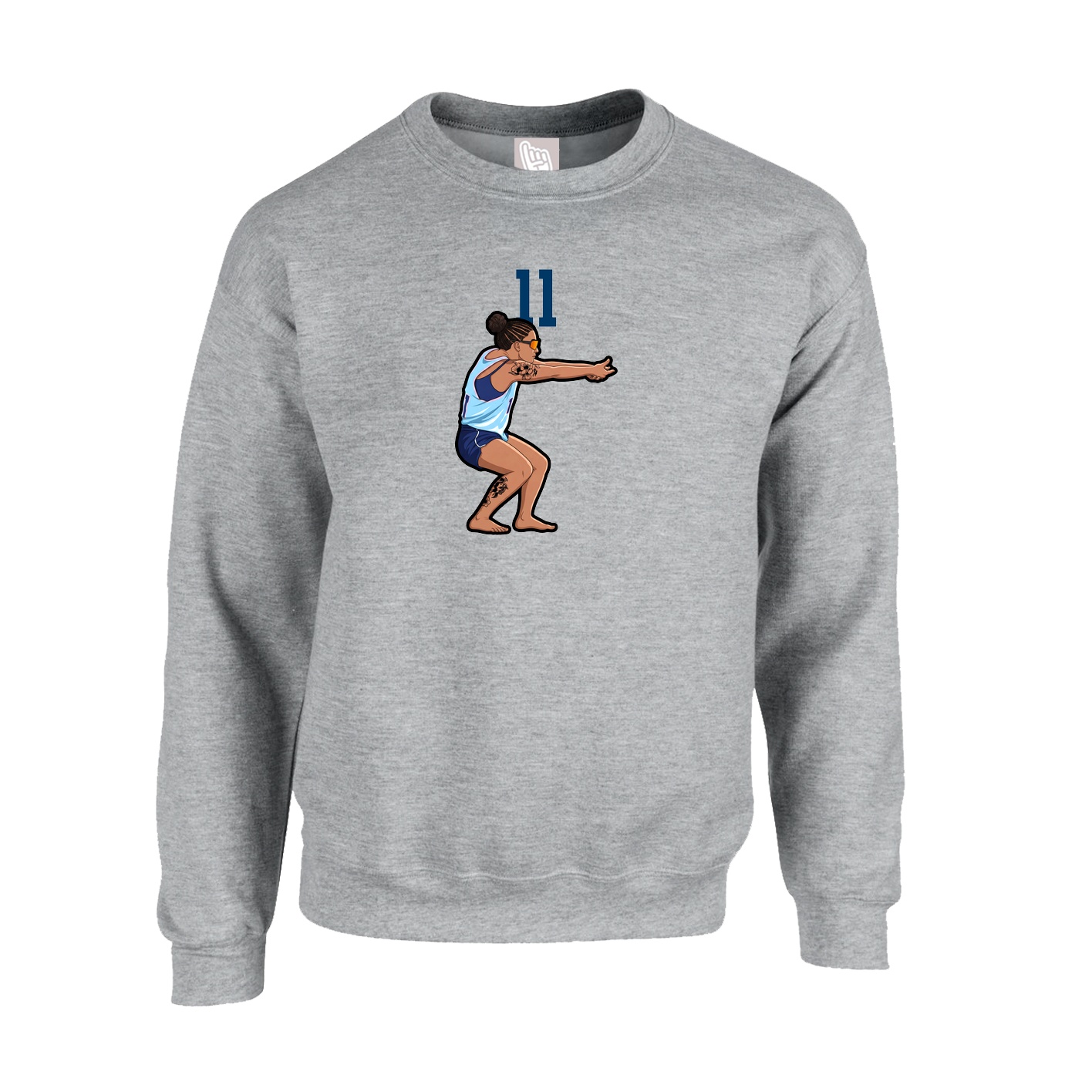 Fleece Crew — Number Top in Grey