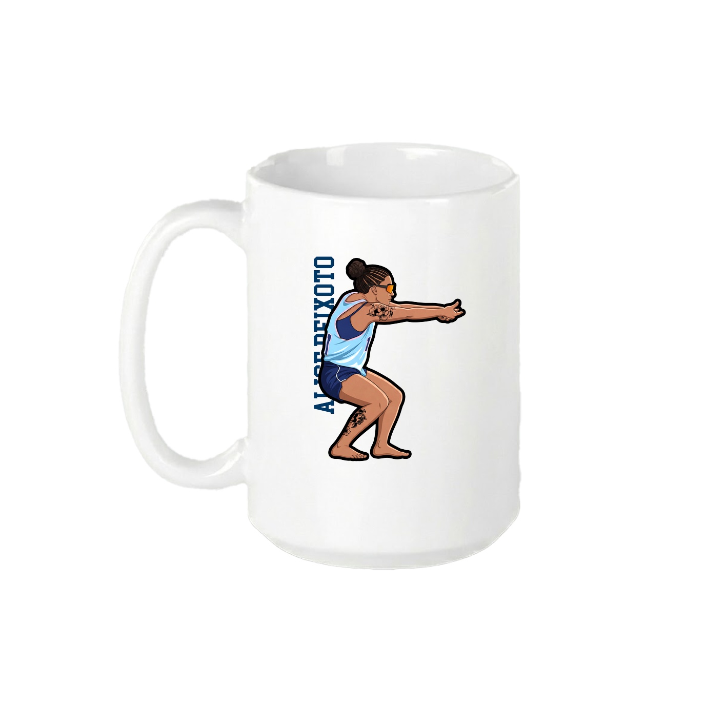 15oz Coffee Mug — Name Vertical in White