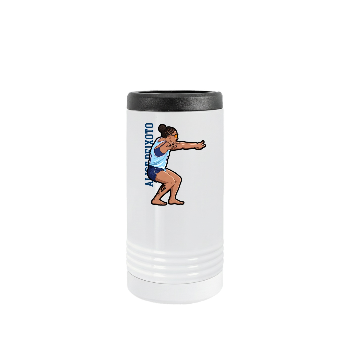 Slim Beverage Holder — Name Vertical in White