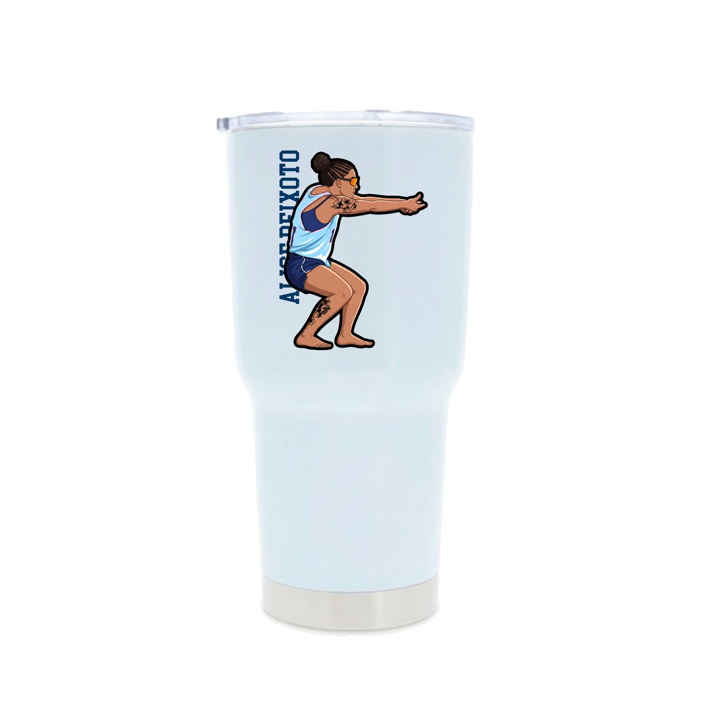 30oz Stainless Steel Tumbler — Name Vertical in White