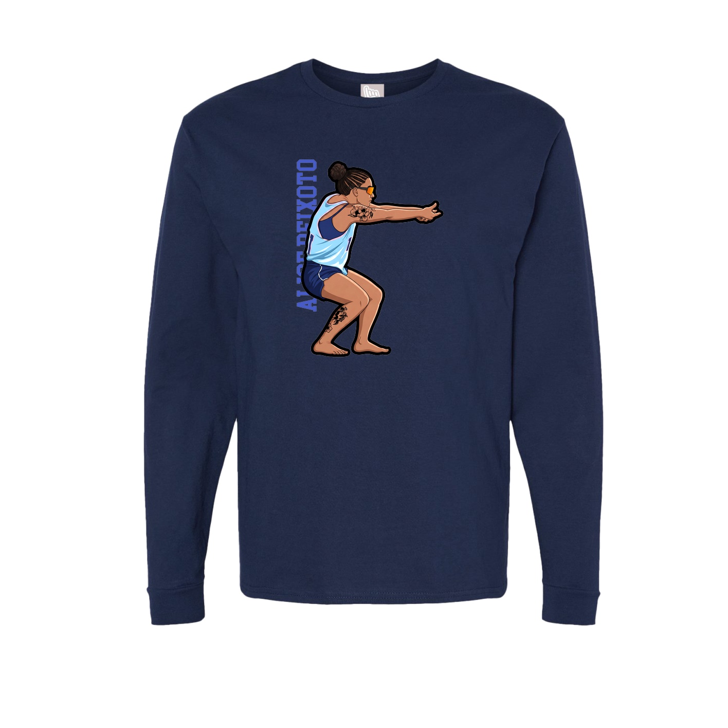 Long Sleeve Tee — Name Vertical in Navy