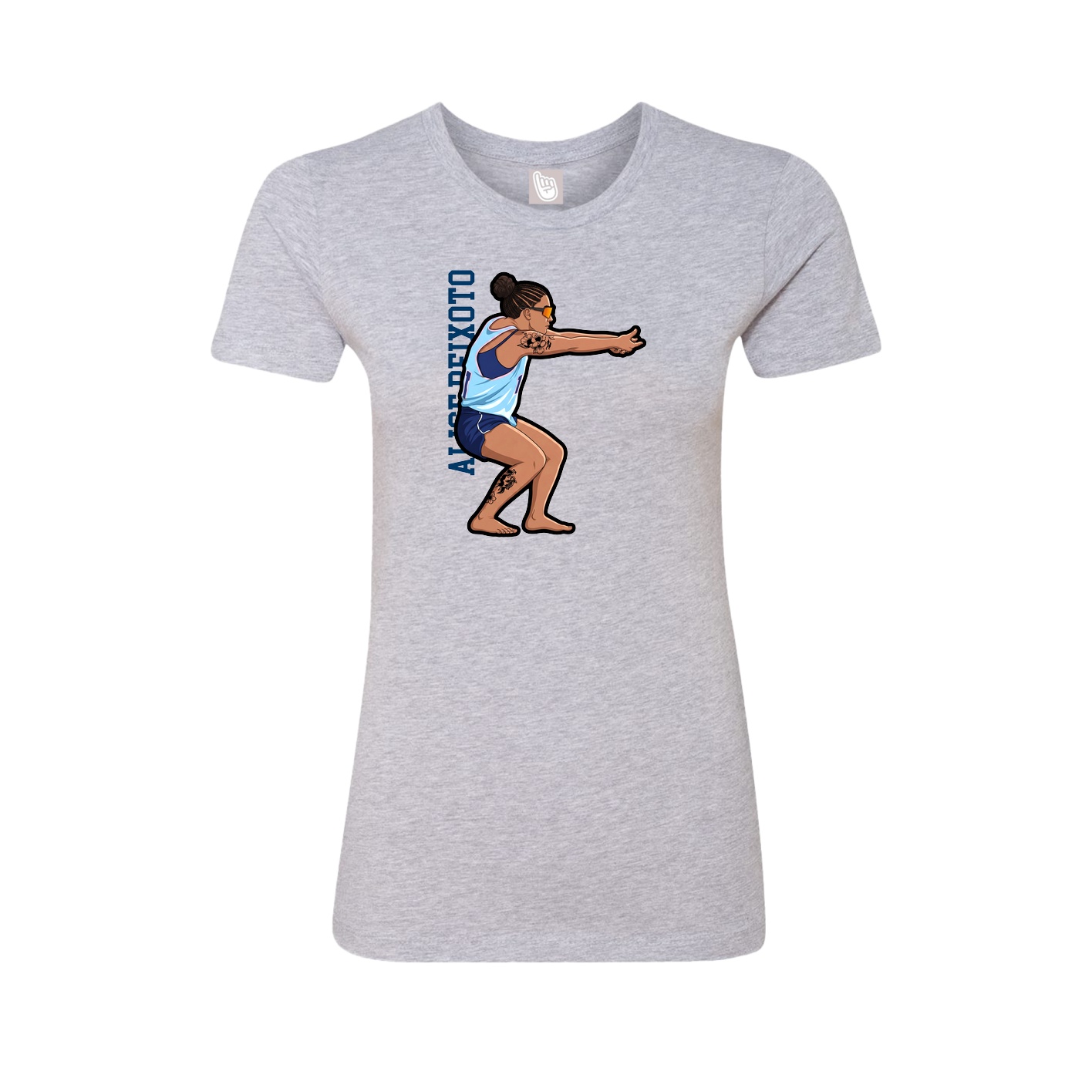 Womens Tee — Name Vertical in Grey