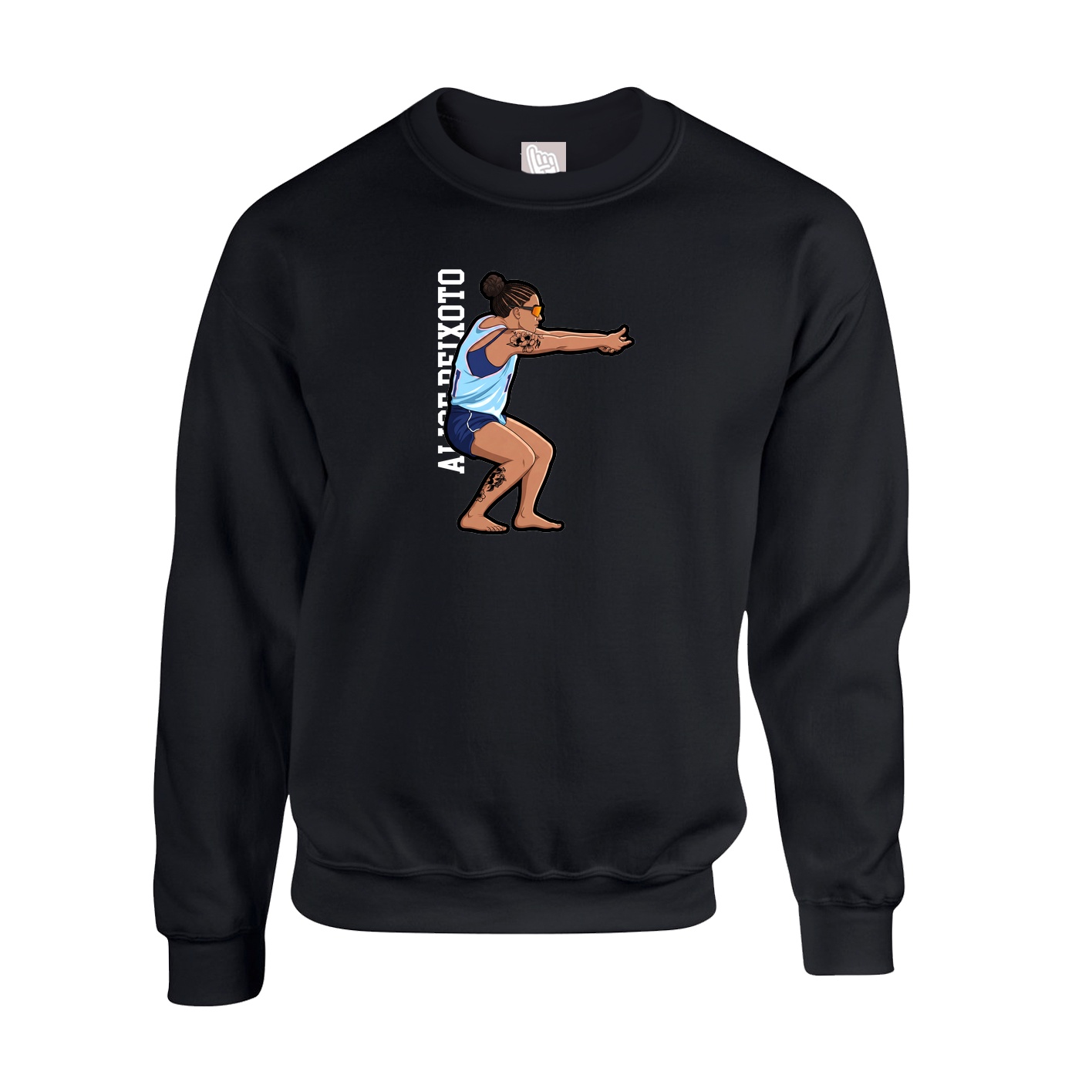 Fleece Crew — Name Vertical in Black
