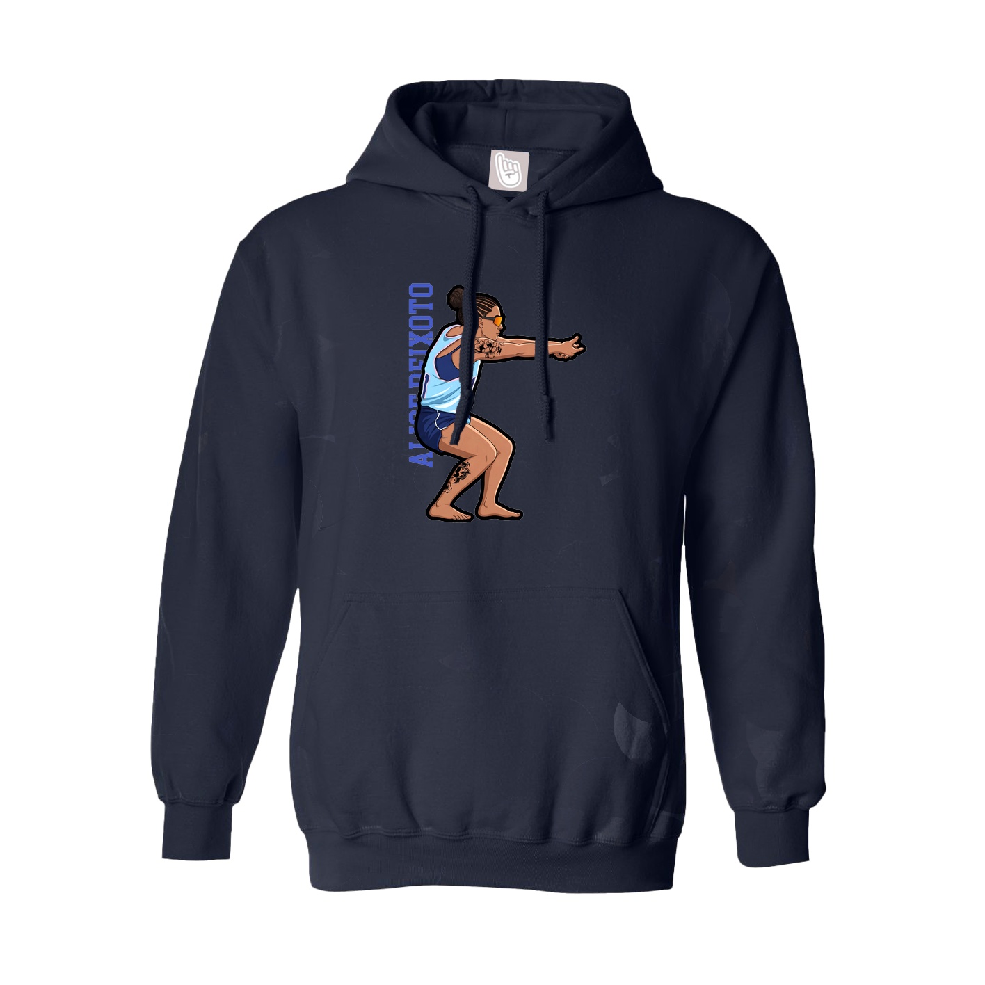 Youth Hoodie — Name Vertical in Navy