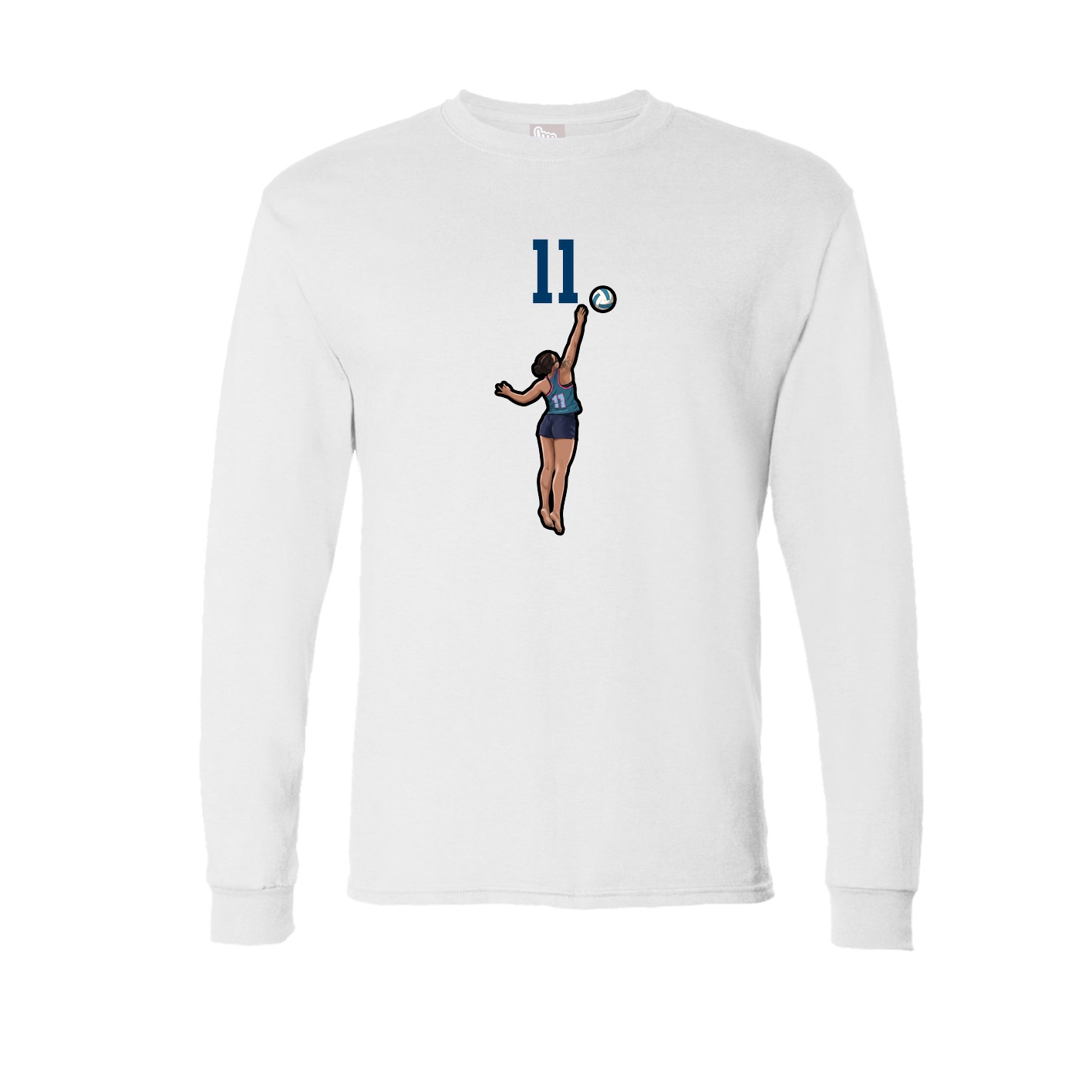 Long Sleeve Tee — Number Top in White