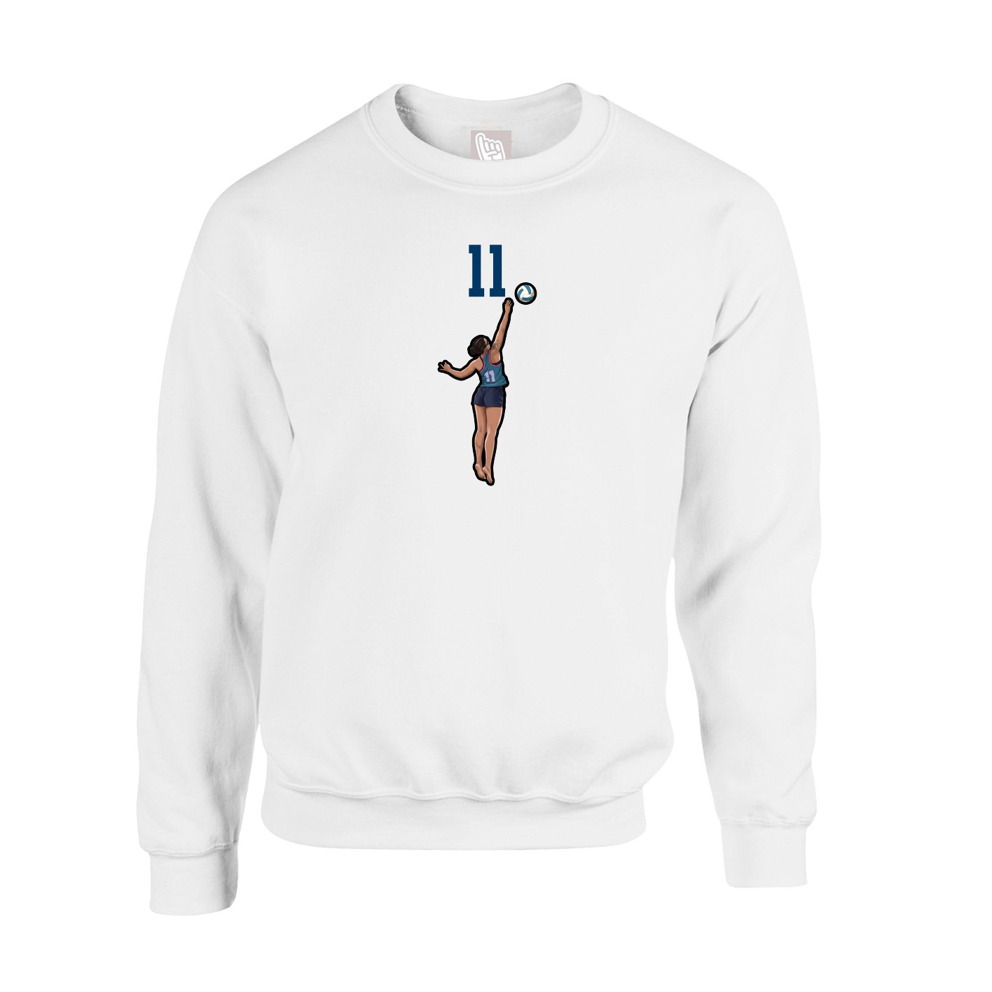 Fleece Crew — Number Top in White