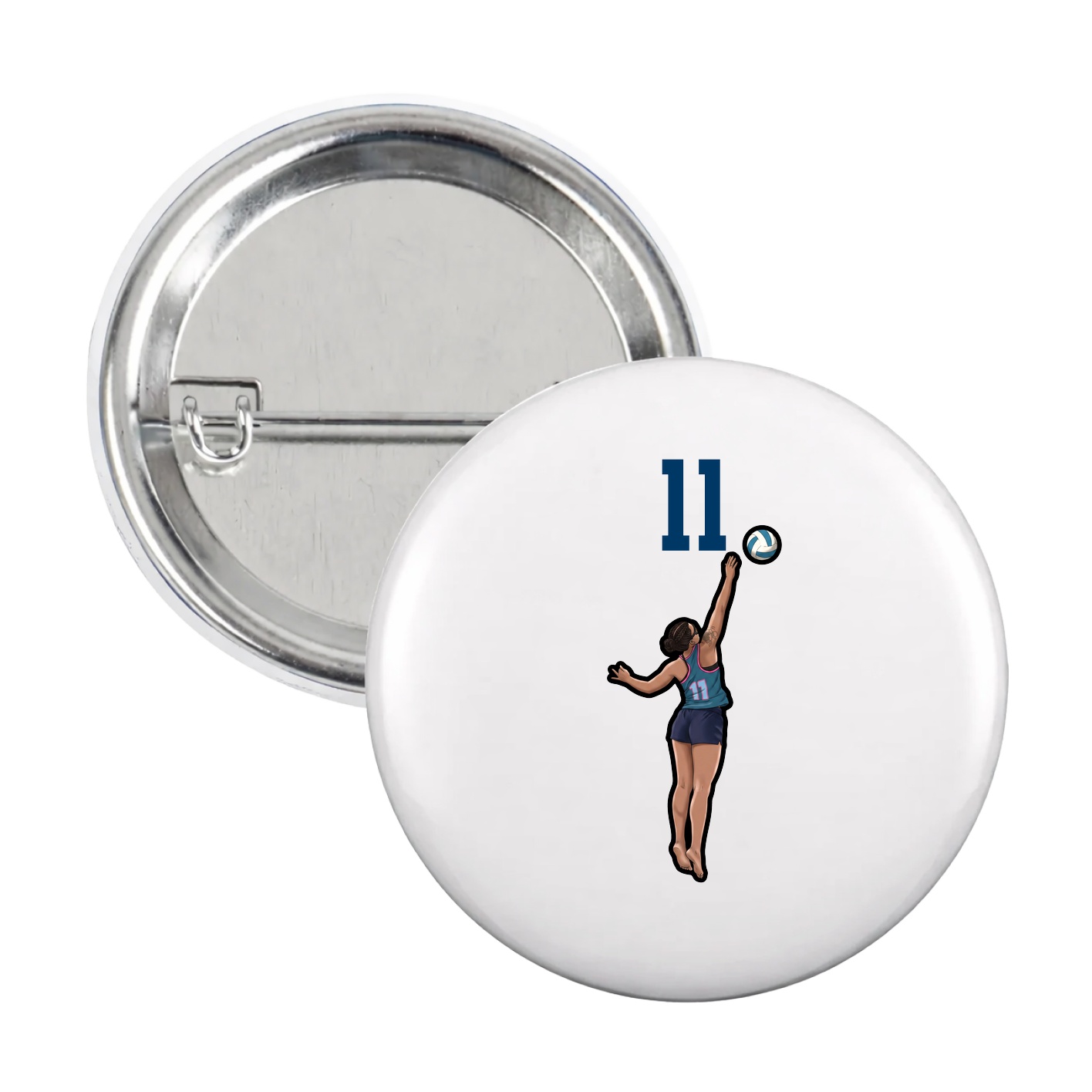 Game Day Button — Number Top in White