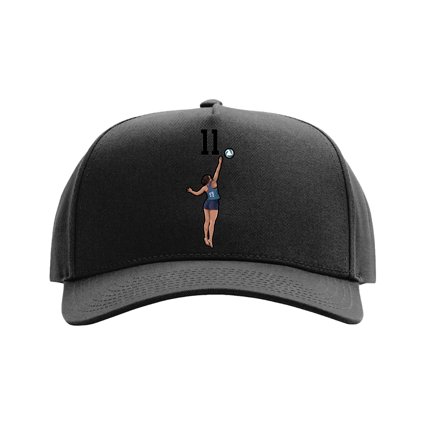 Full Fabric Five-Panel Champ Cap — Number Top in Black