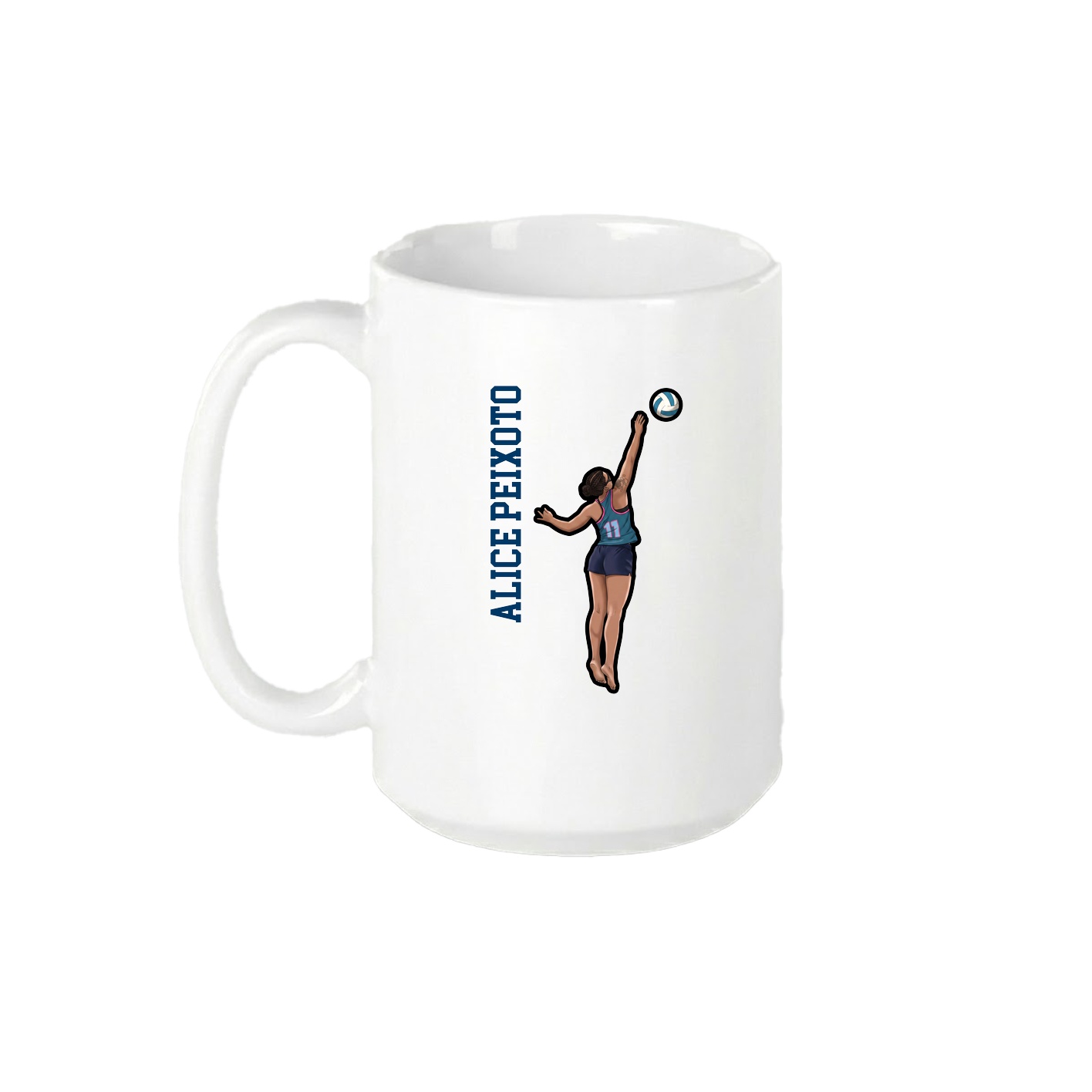 15oz Coffee Mug — Name Vertical in White