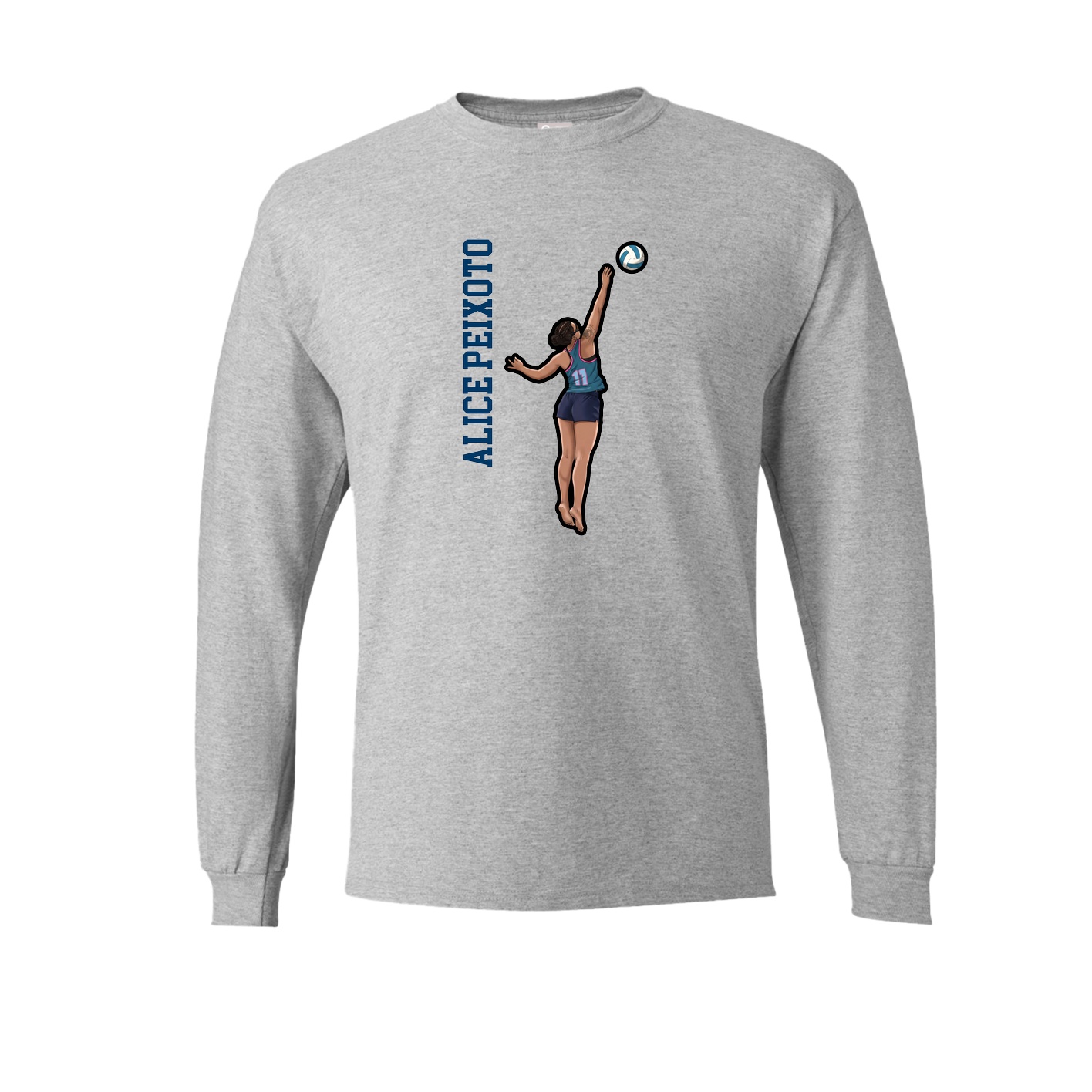 Long Sleeve Tee — Name Vertical in Grey