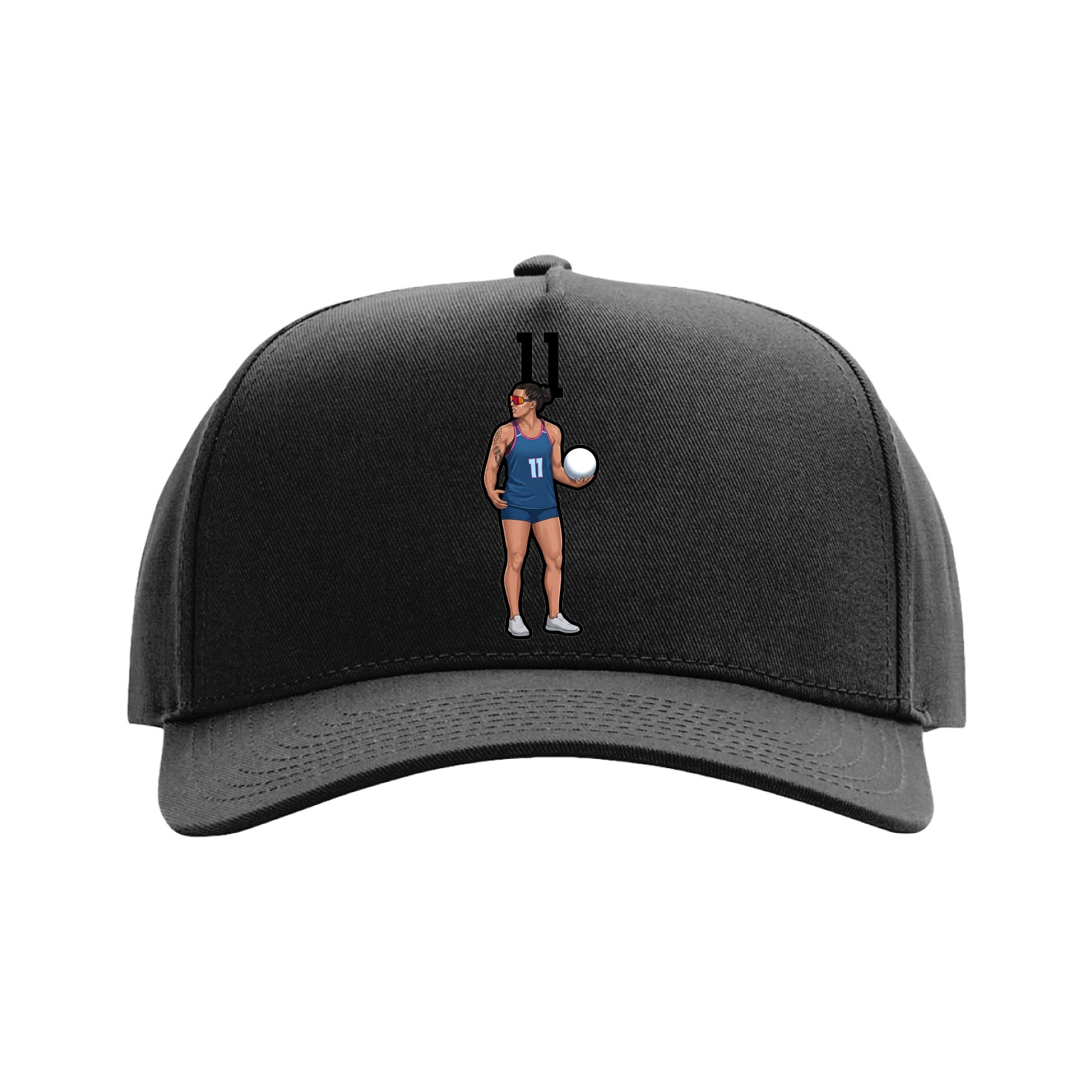 Full Fabric Five-Panel Champ Cap — Number Top in Black