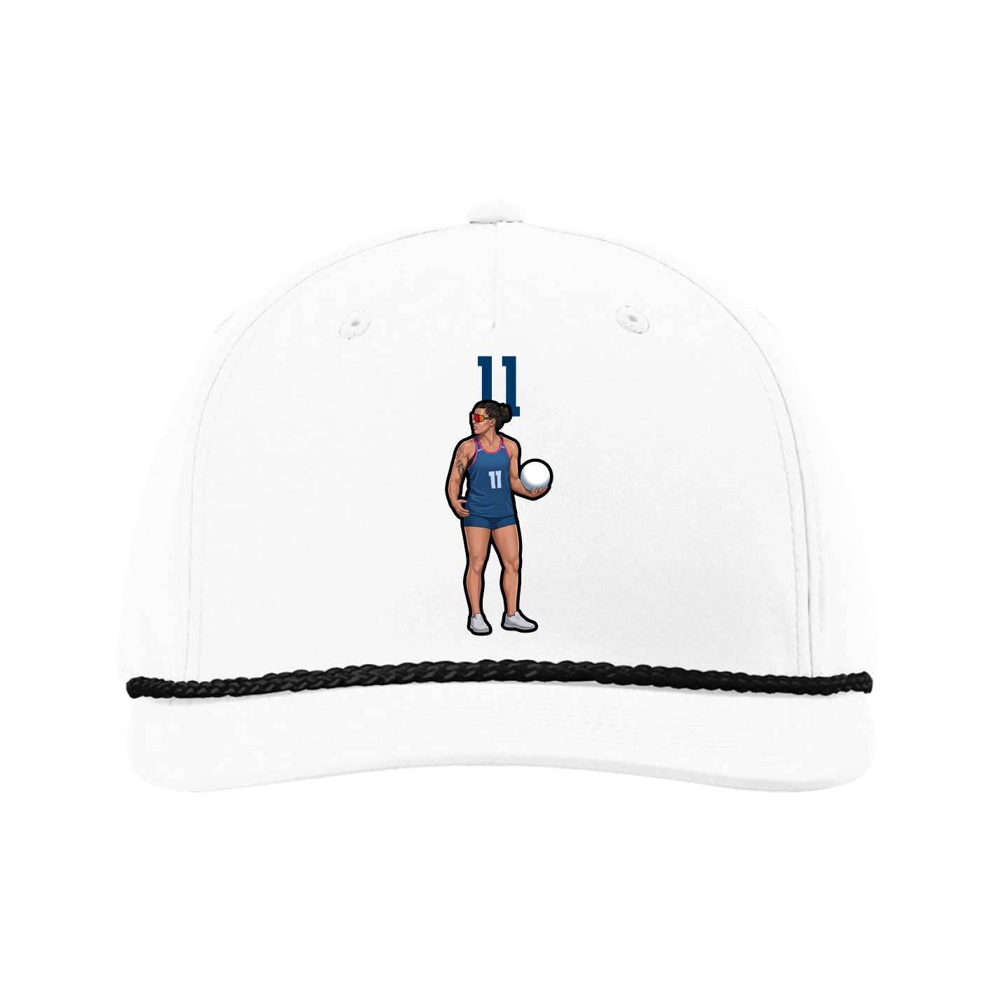 Five-Panel Classic Rope Cap — Number Top in White