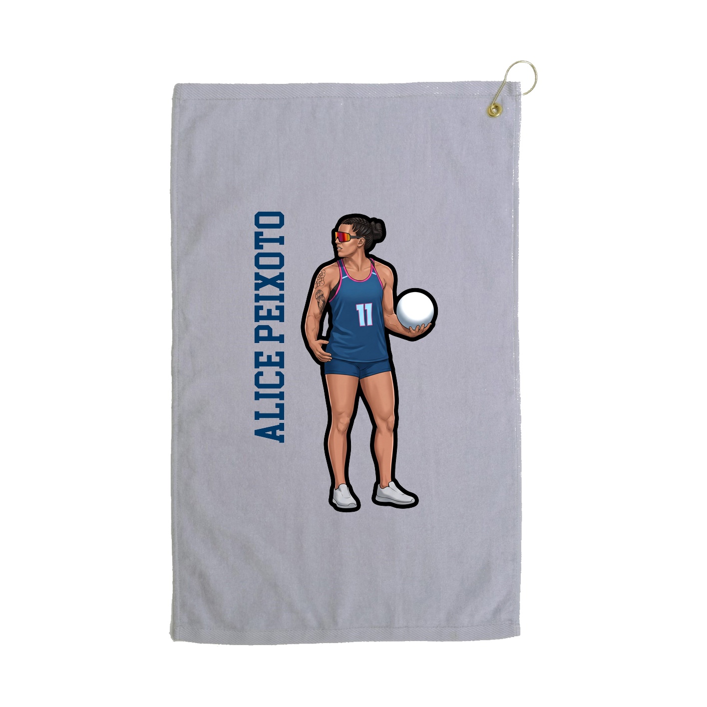 Golf Towel — Name Vertical in Grey