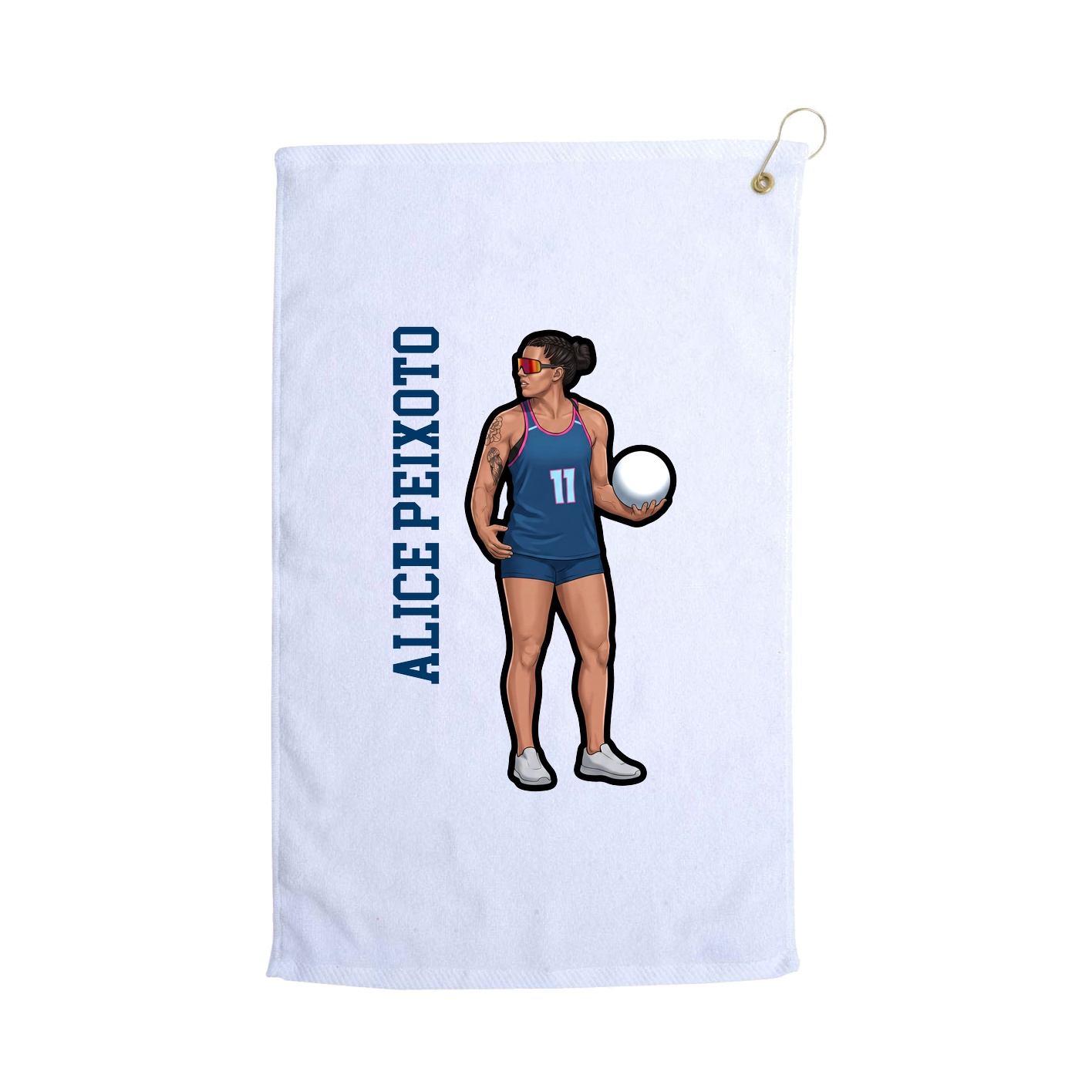 Golf Towel — Name Vertical in White