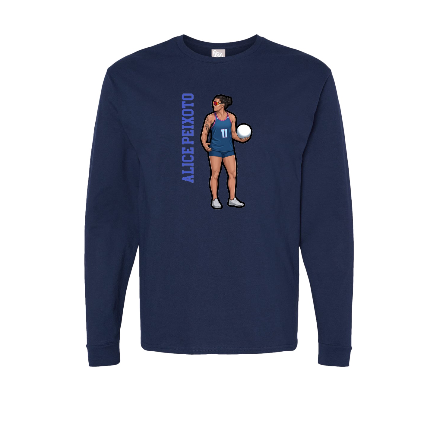 Long Sleeve Tee — Name Vertical in Navy