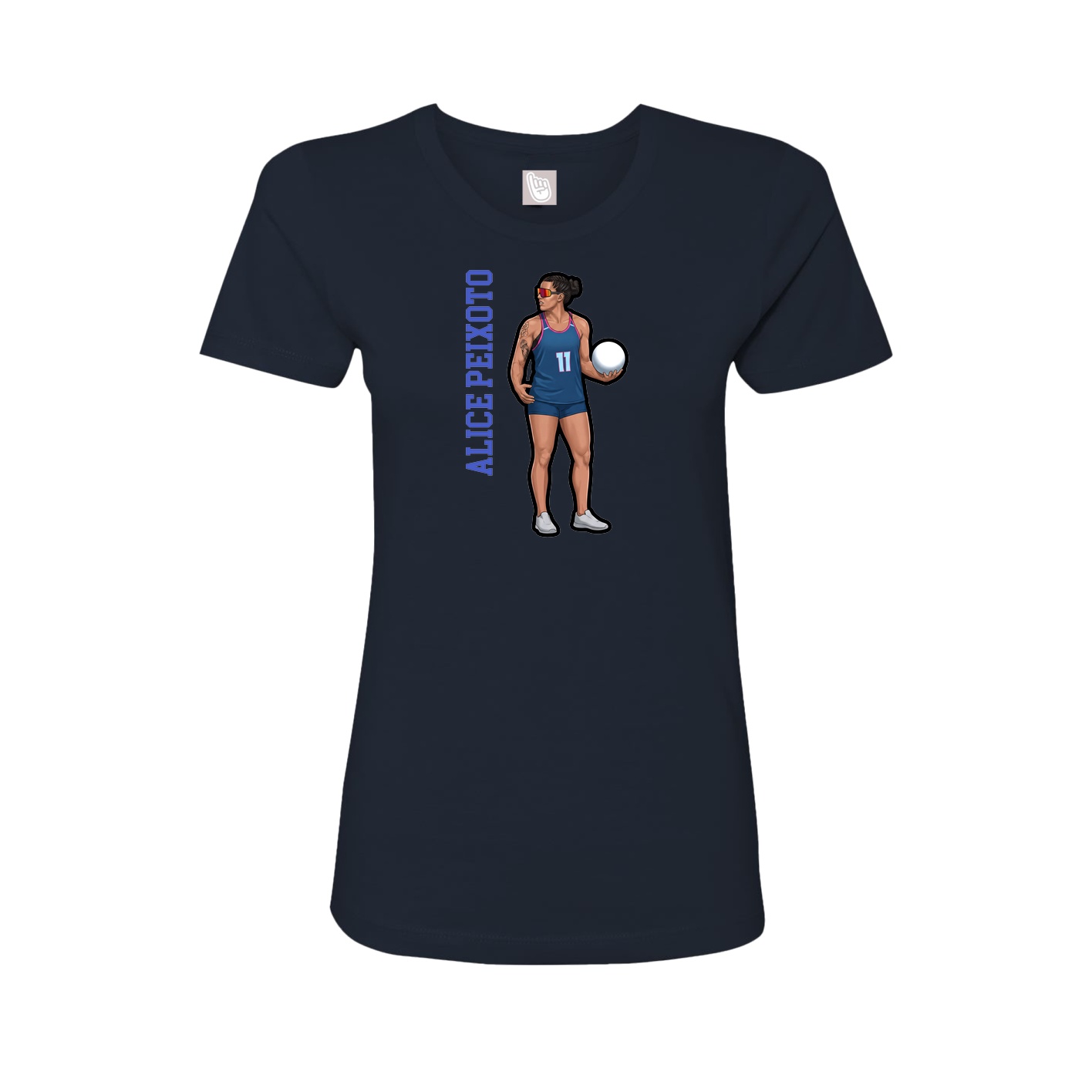 Womens Tee — Name Vertical in Navy