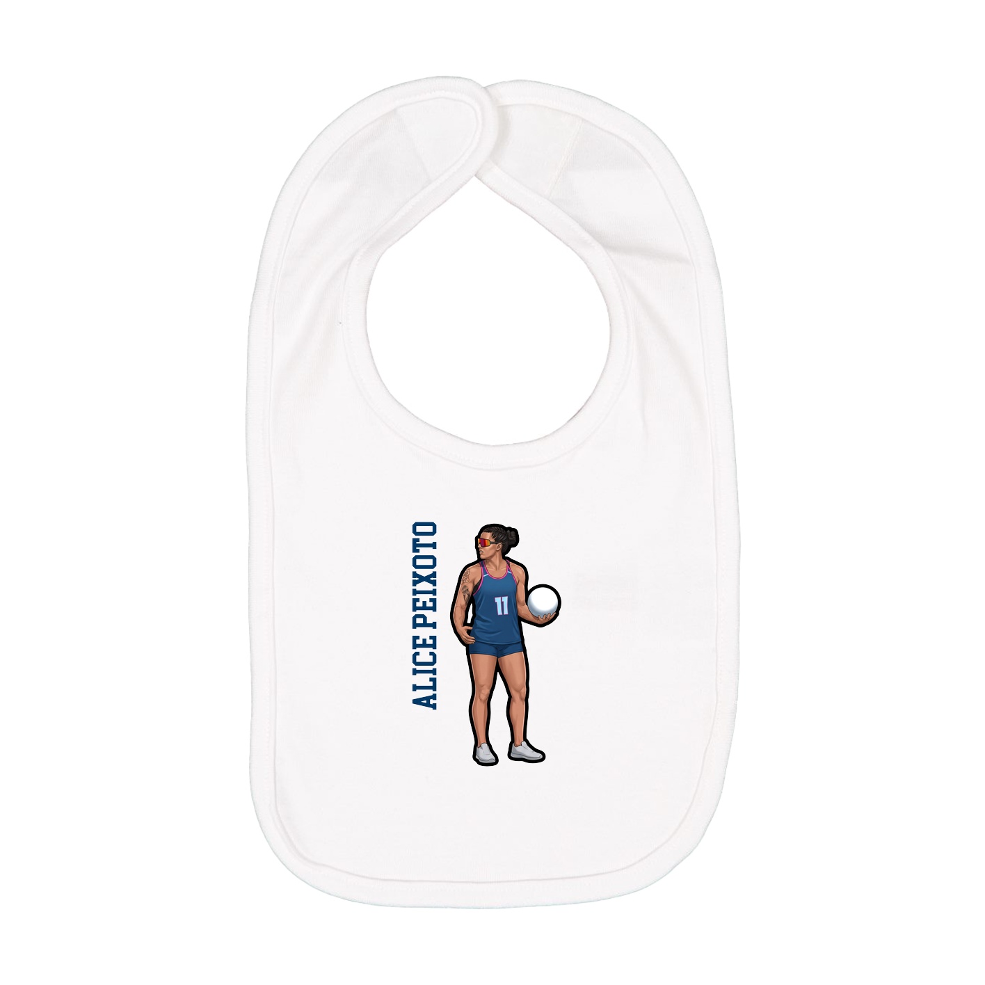 Infant Bib — Name Vertical in White
