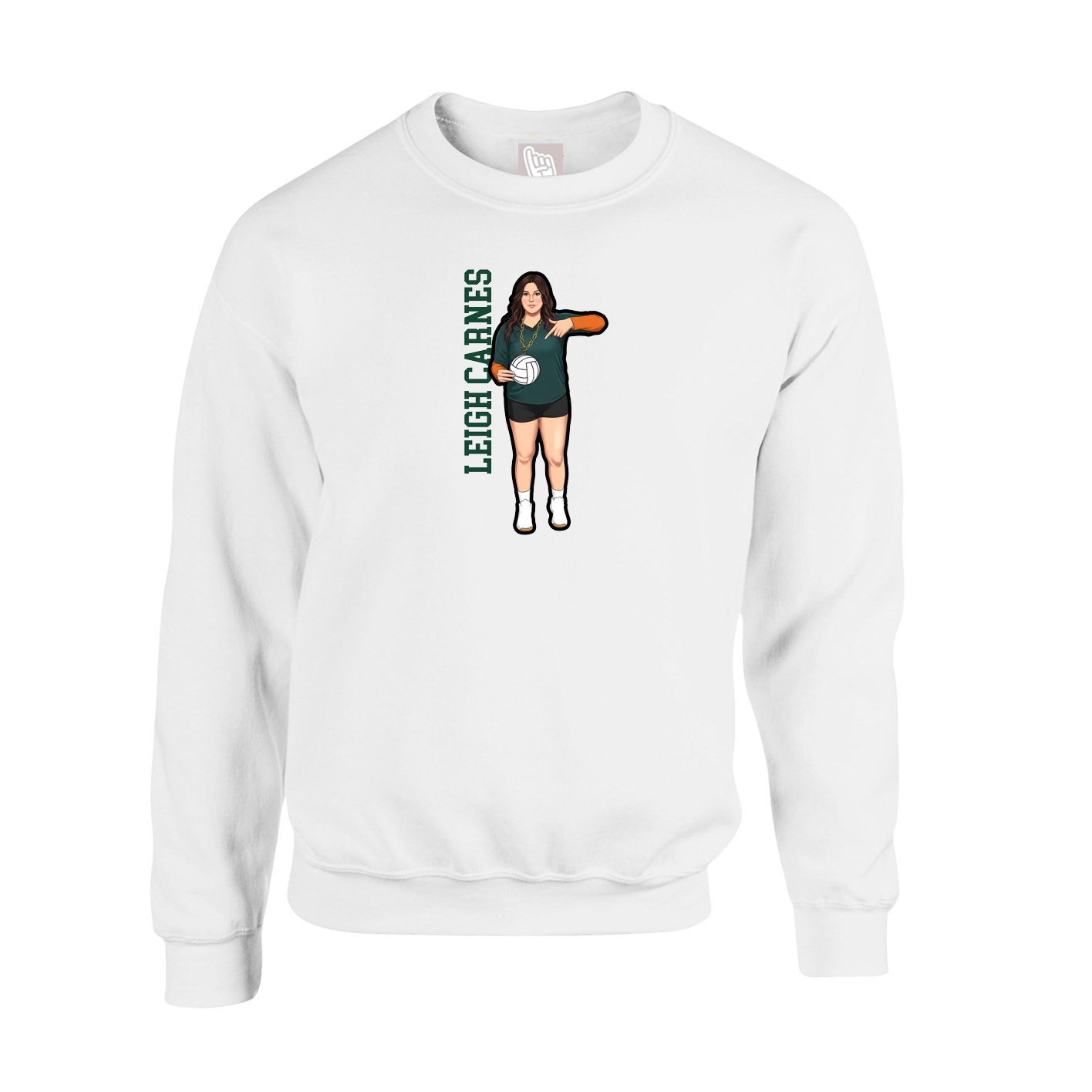 Fleece Crew — Name Vertical in White