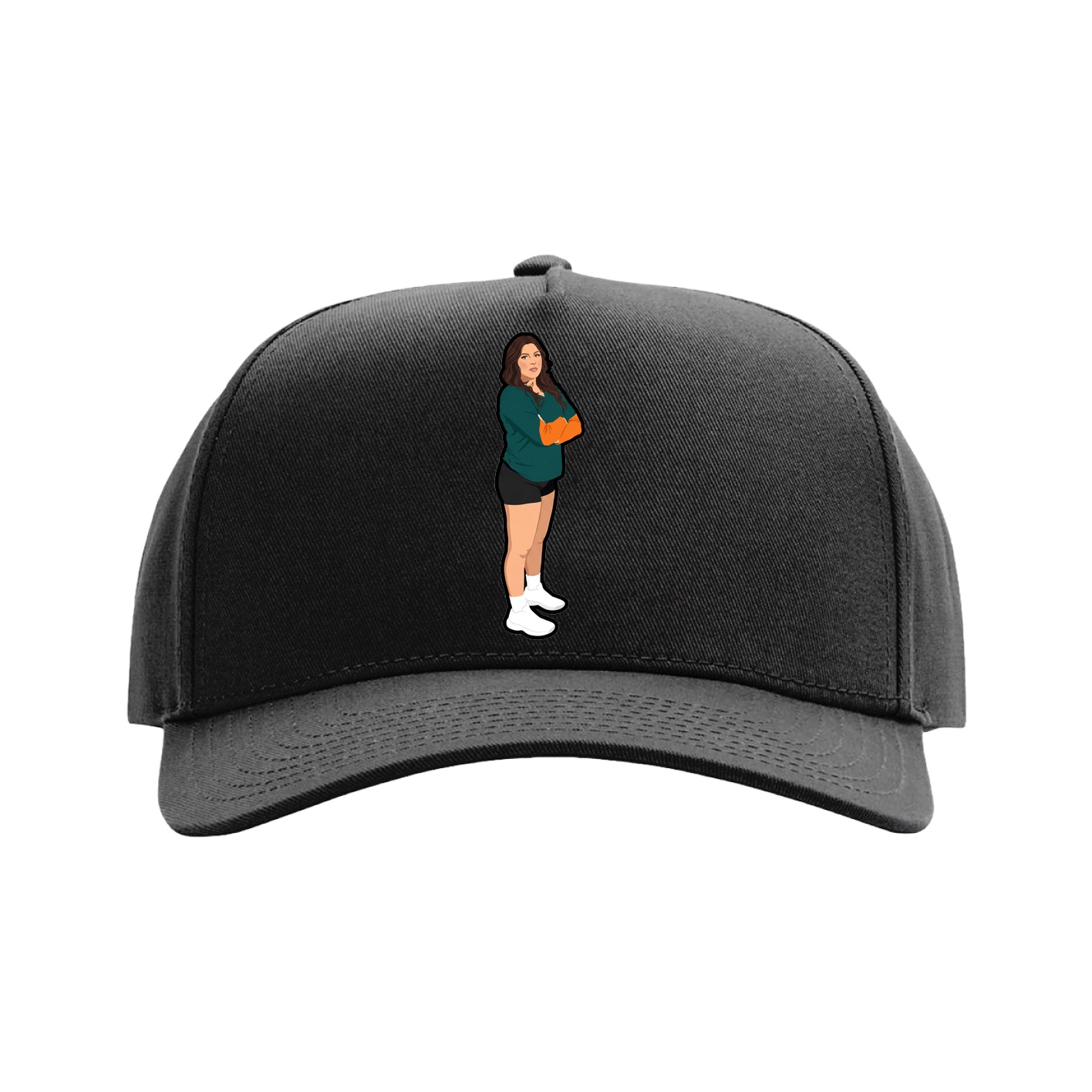 Full Fabric Five-Panel Champ Cap — Name Vertical in Black