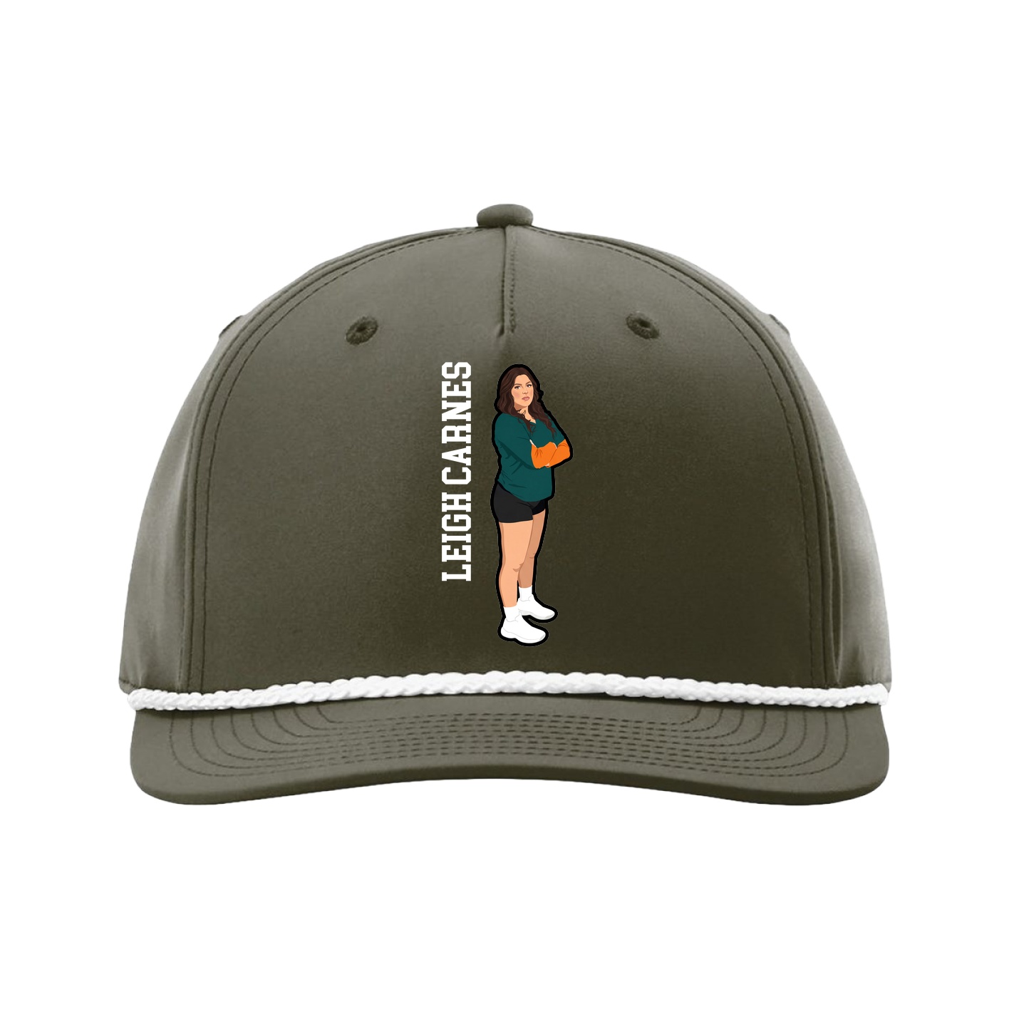 Five-Panel Classic Rope Cap — Name Vertical in Green