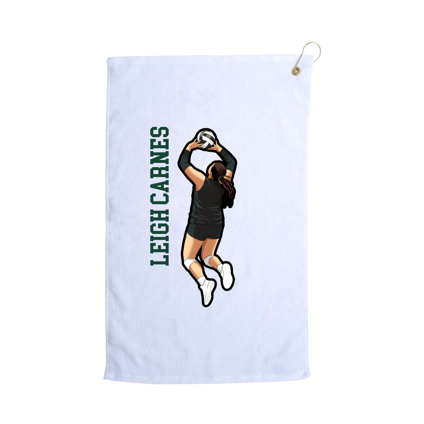 Golf Towel — Name Vertical in White