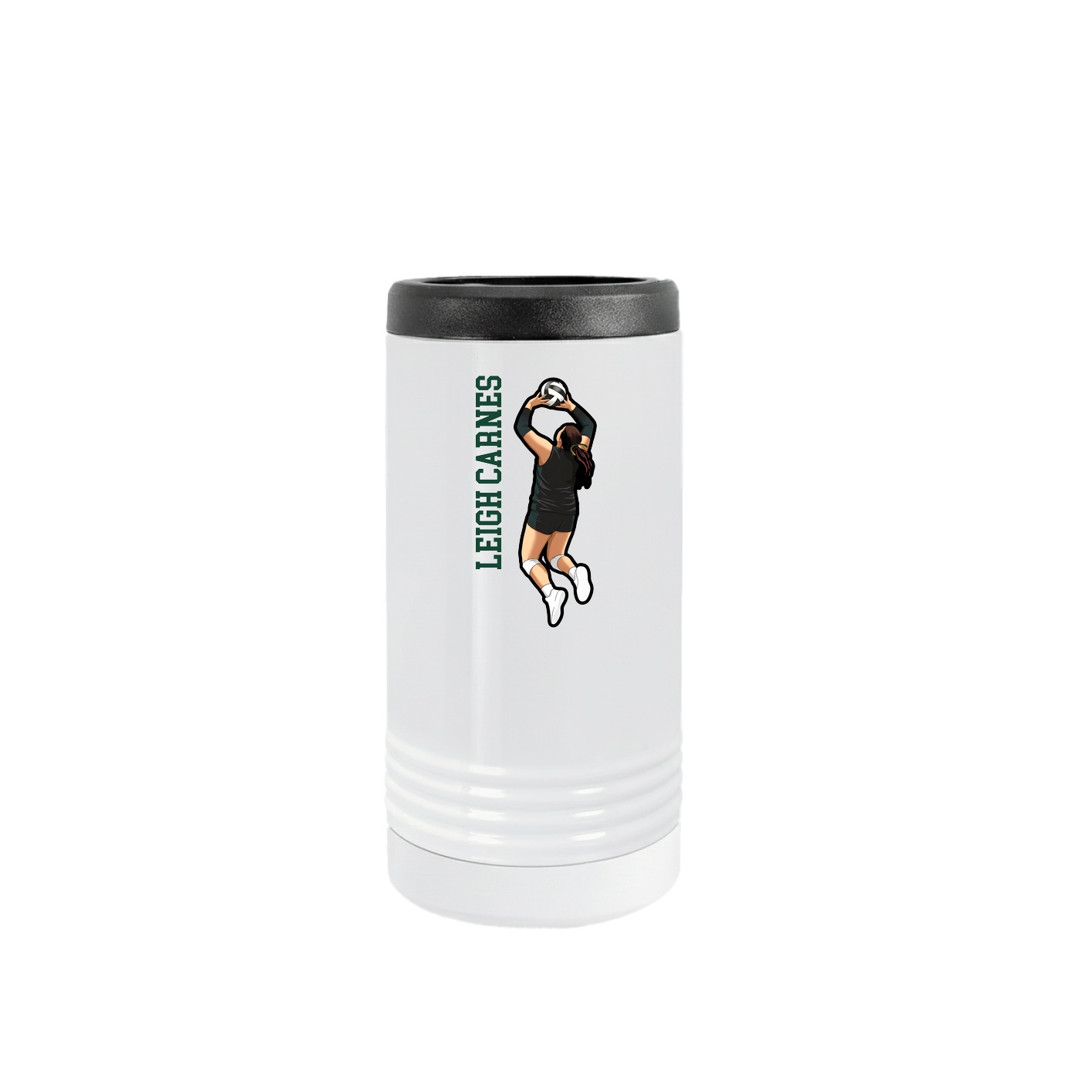 Slim Beverage Holder — Name Vertical in White