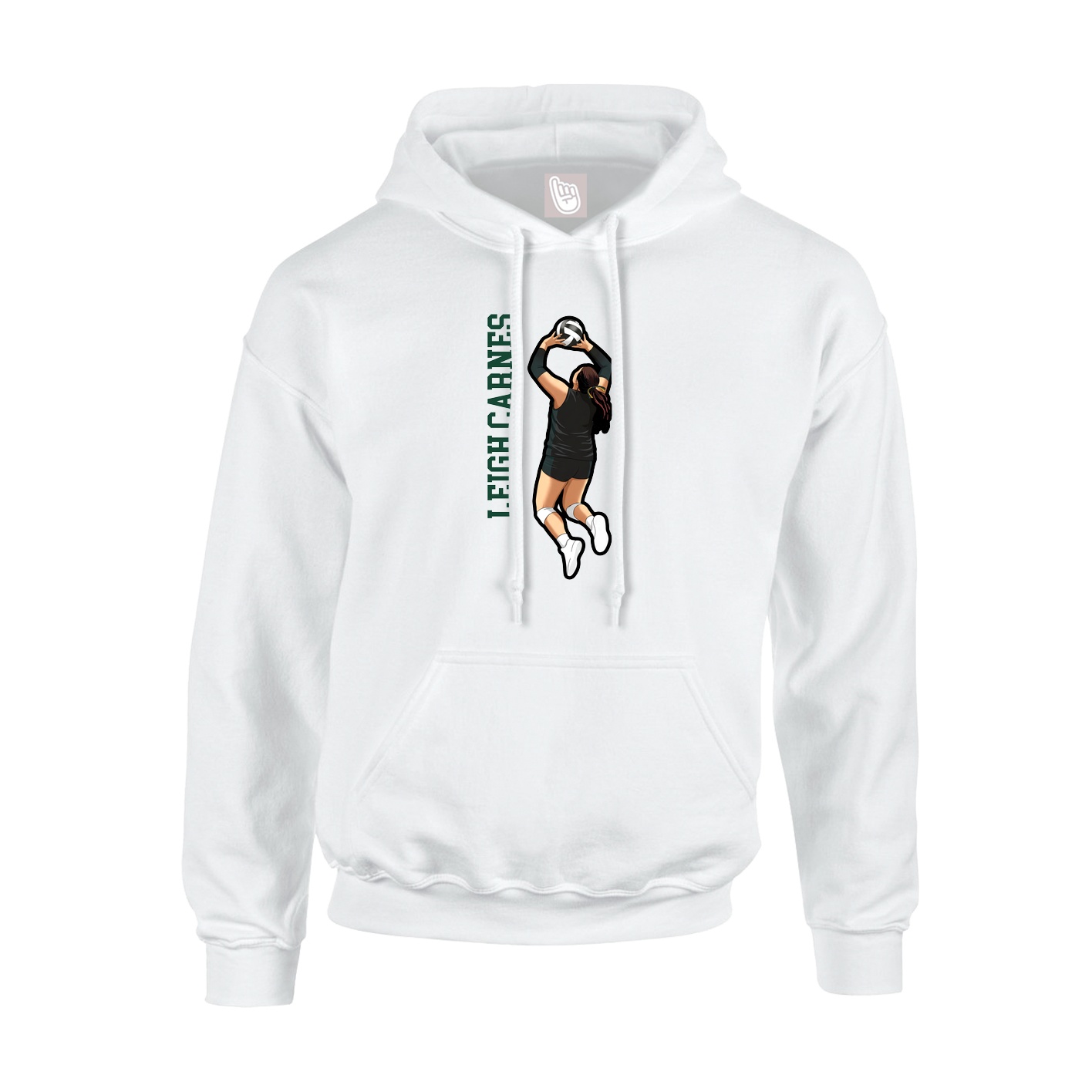 Youth Hoodie — Name Vertical in White