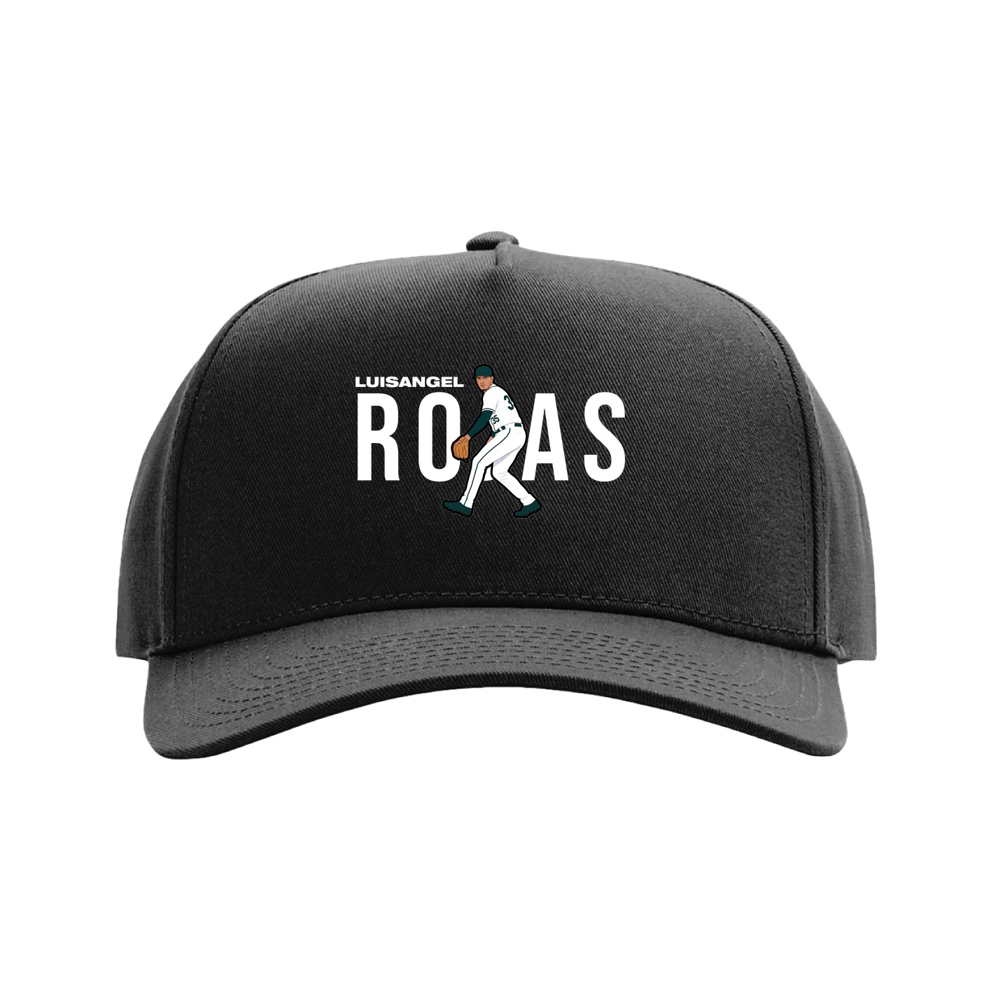 Full Fabric Five-Panel Champ Cap — Player Name in Black