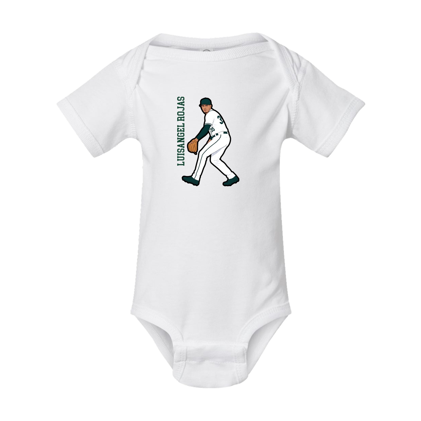 Baby Onesie — Name Vertical in White