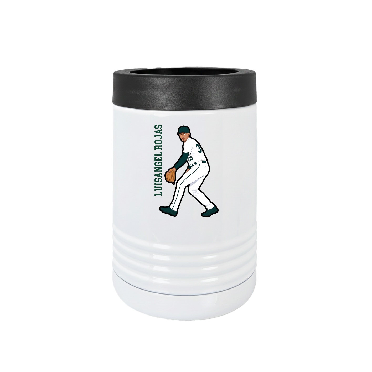 Beverage Holder — Name Vertical in White