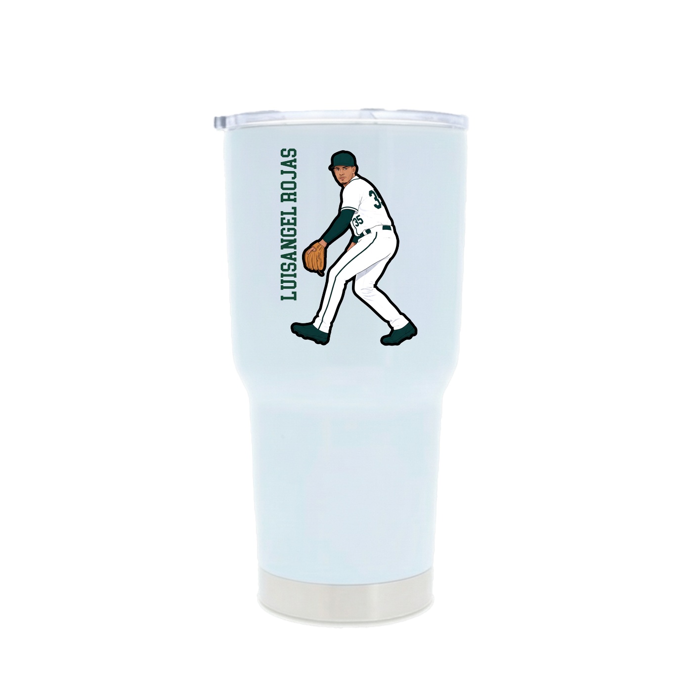 30oz Stainless Steel Tumbler — Name Vertical in White
