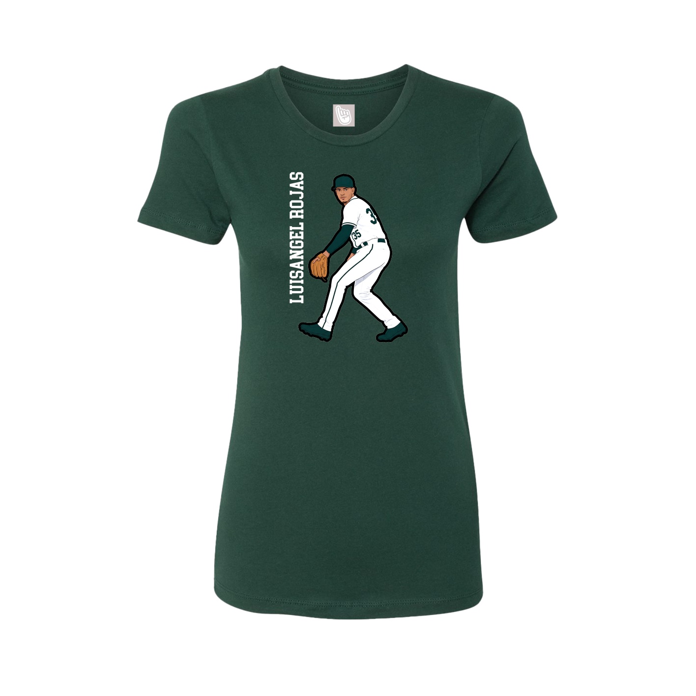 Fitted Women's Tee — Name Vertical in Green