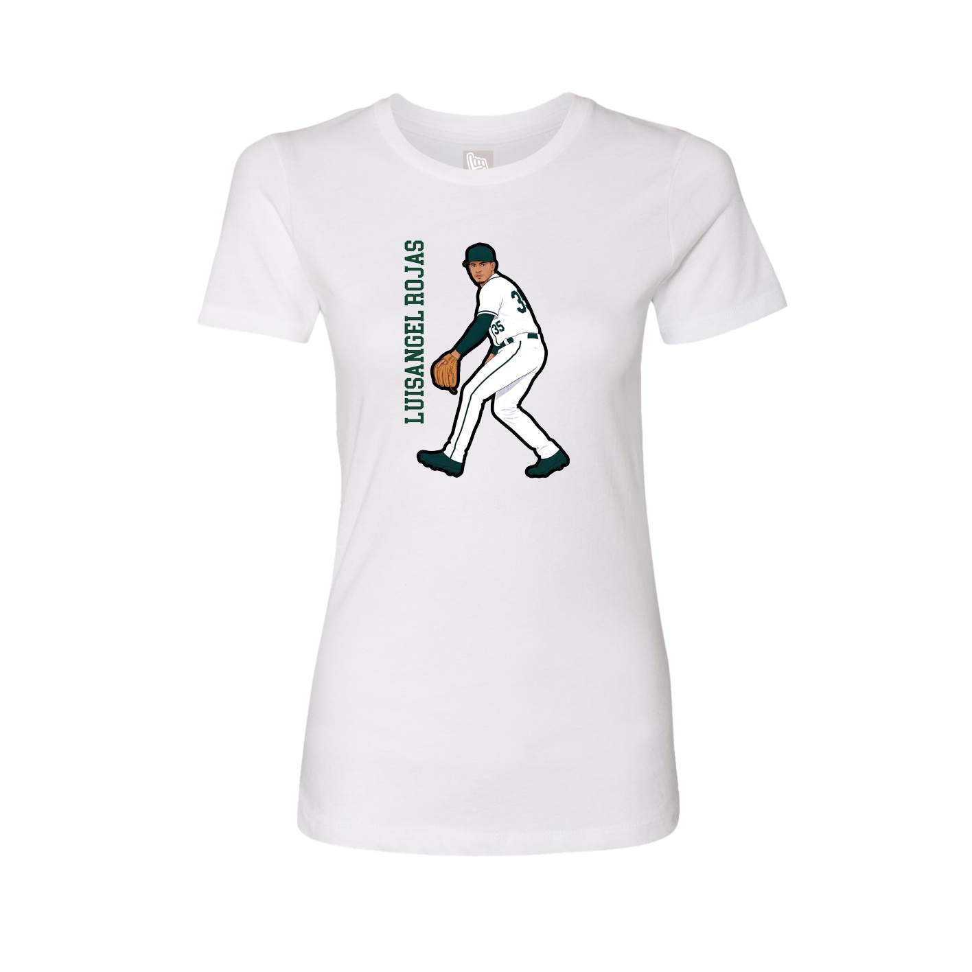 Fitted Women's Tee — Name Vertical in White