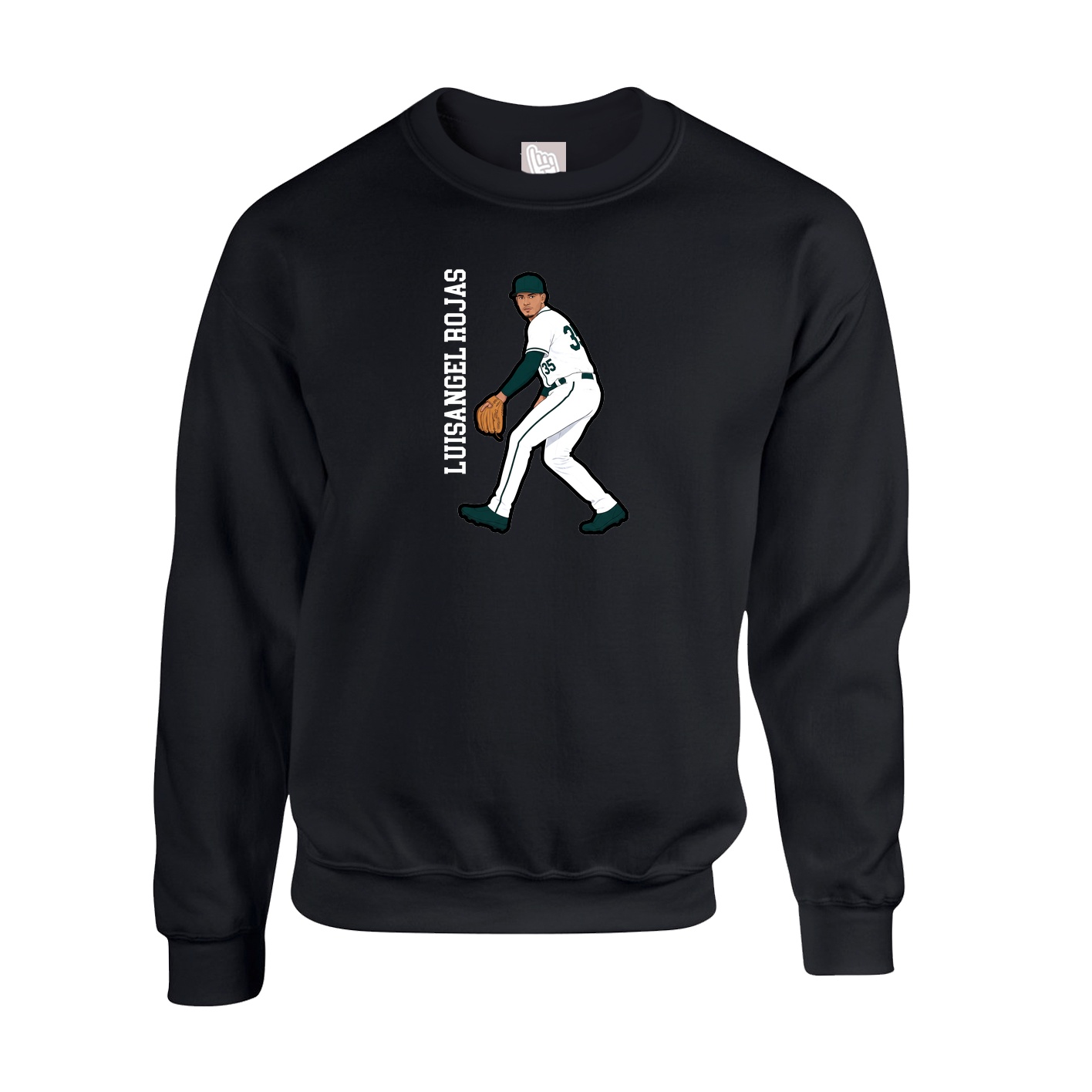 Fleece Crew — Name Vertical in Black