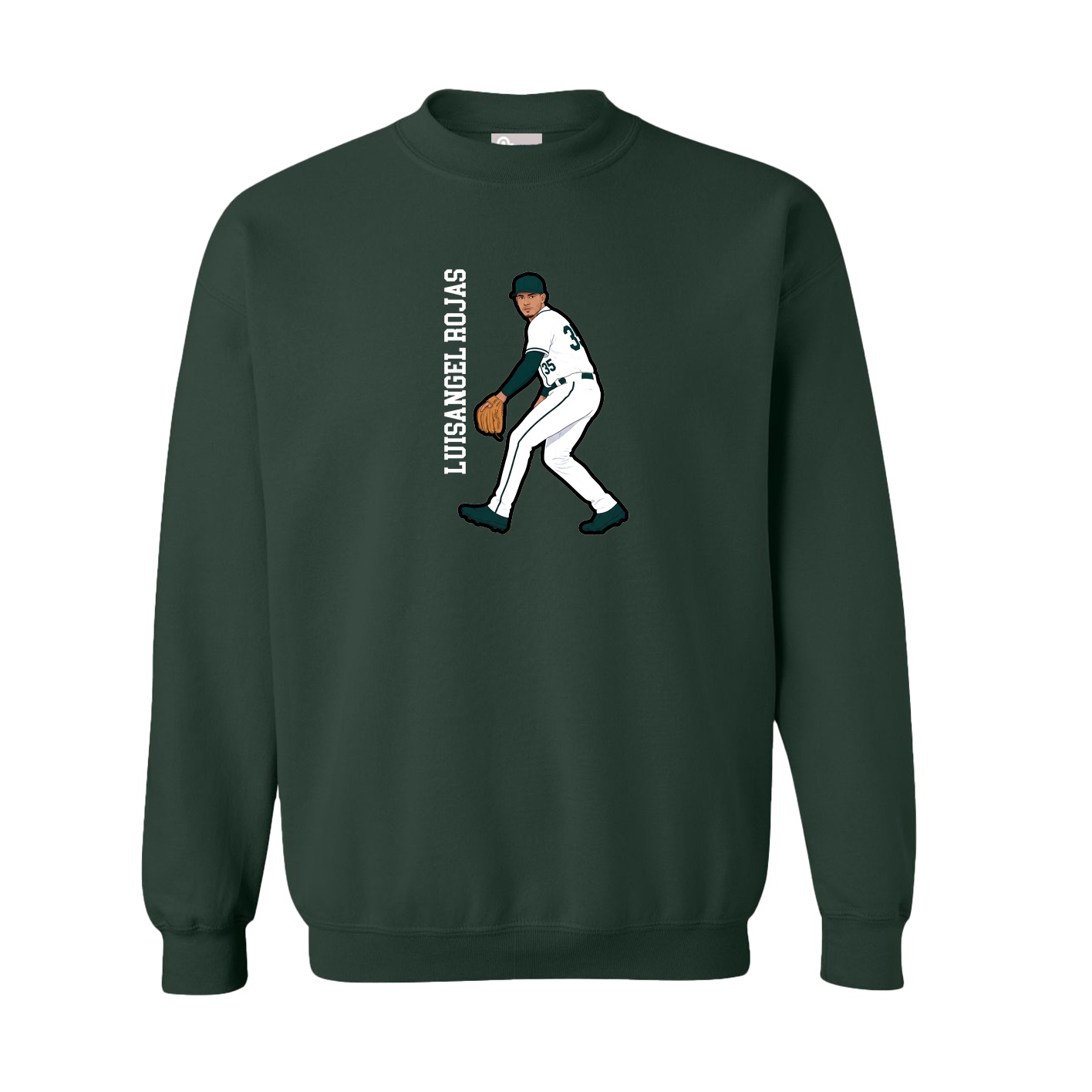 Fleece Crew — Name Vertical in Green