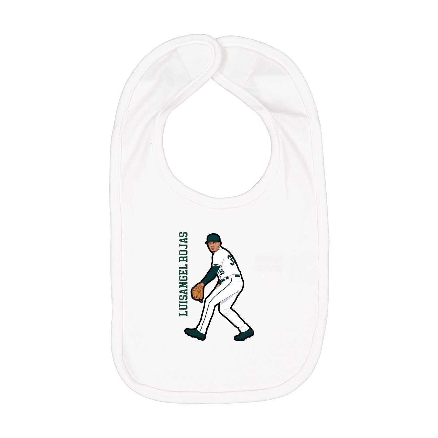 Infant Bib — Name Vertical in White
