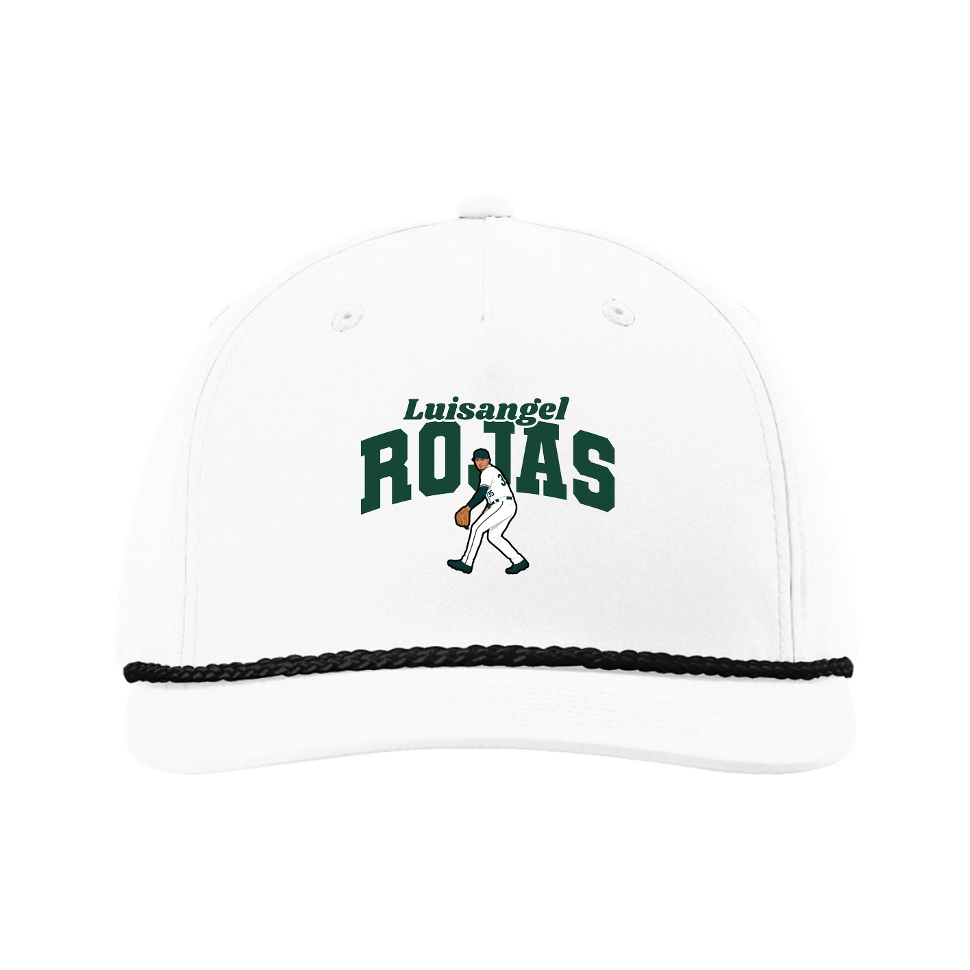 Five-Panel Classic Rope Cap — Signature Arch in White