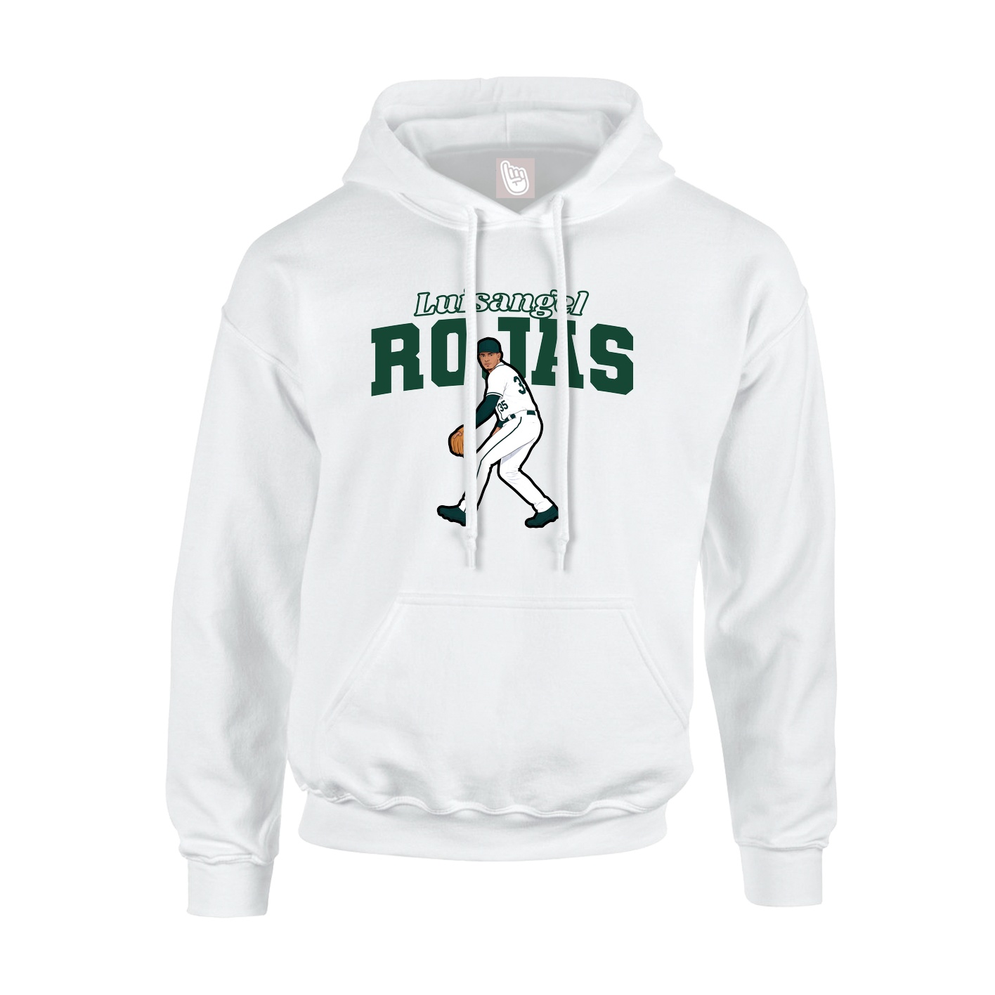 Youth Hoodie — Name Arch in White