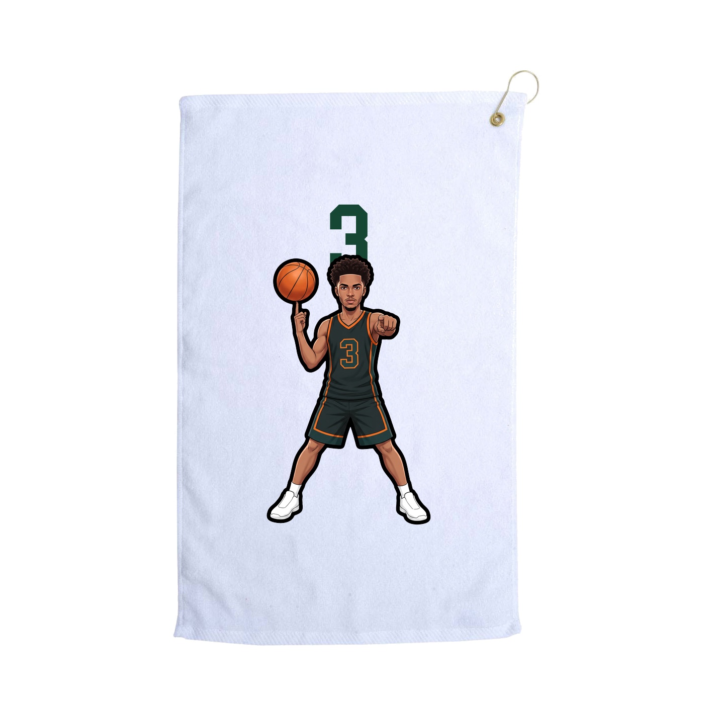 Golf Towel — Number Top in White