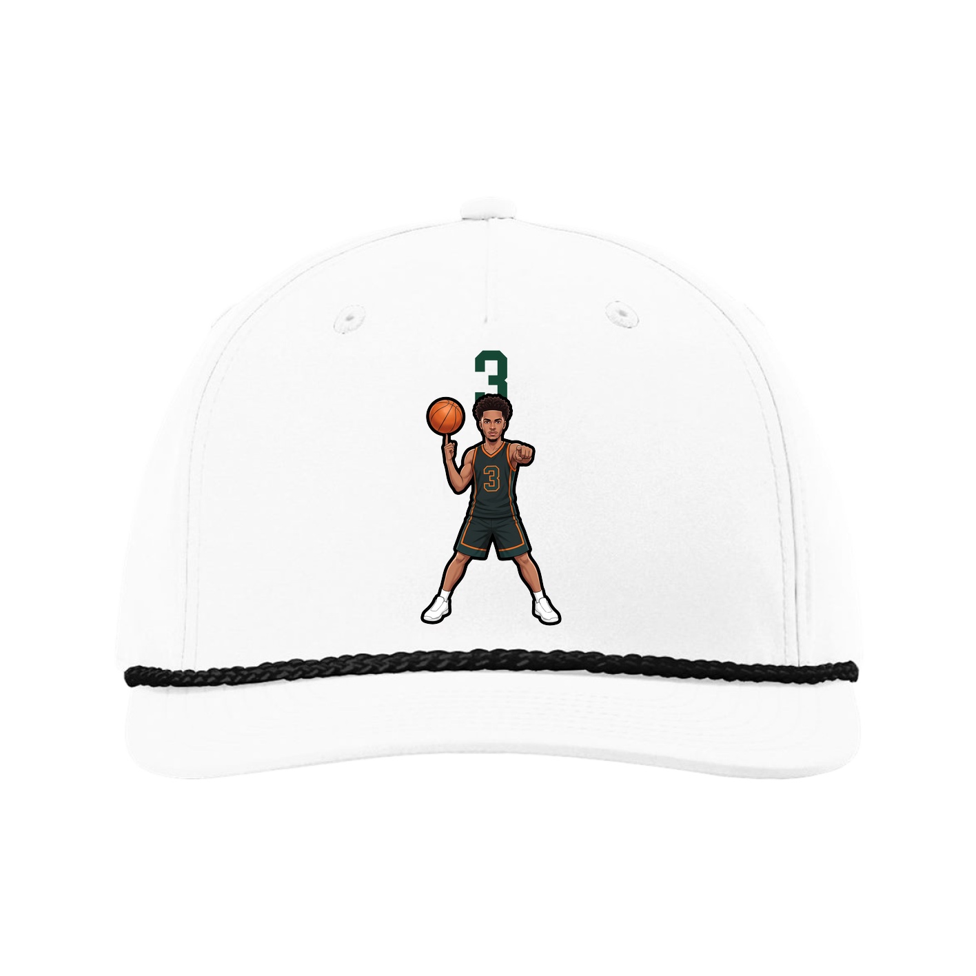 Five-Panel Classic Rope Cap — Number Top in White