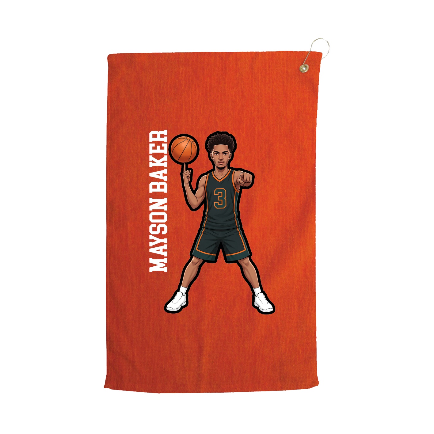 Golf Towel — Name Vertical in Orange