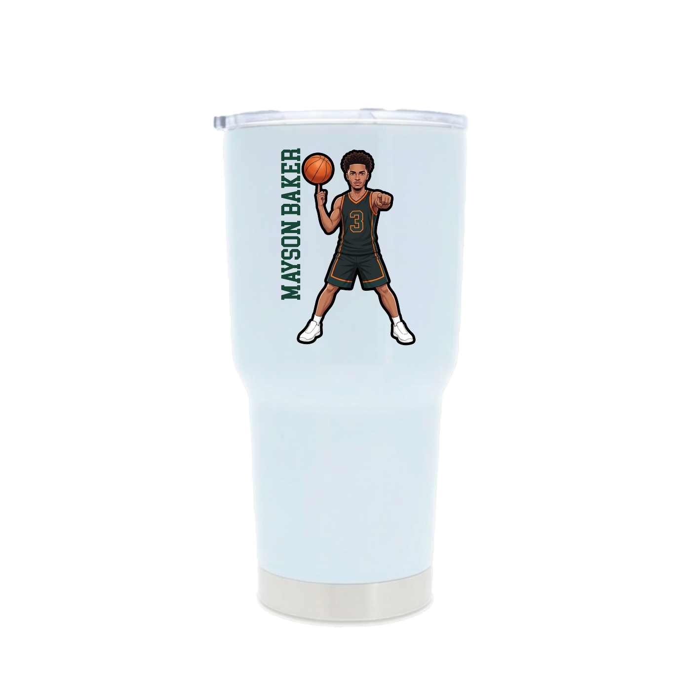 30oz Stainless Steel Tumbler — Name Vertical in White