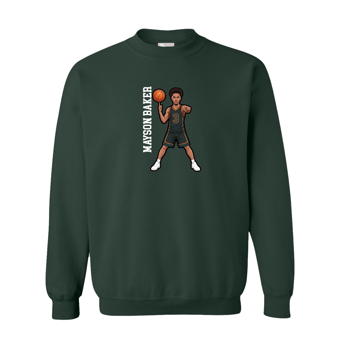Fleece Crew — Name Vertical in Green