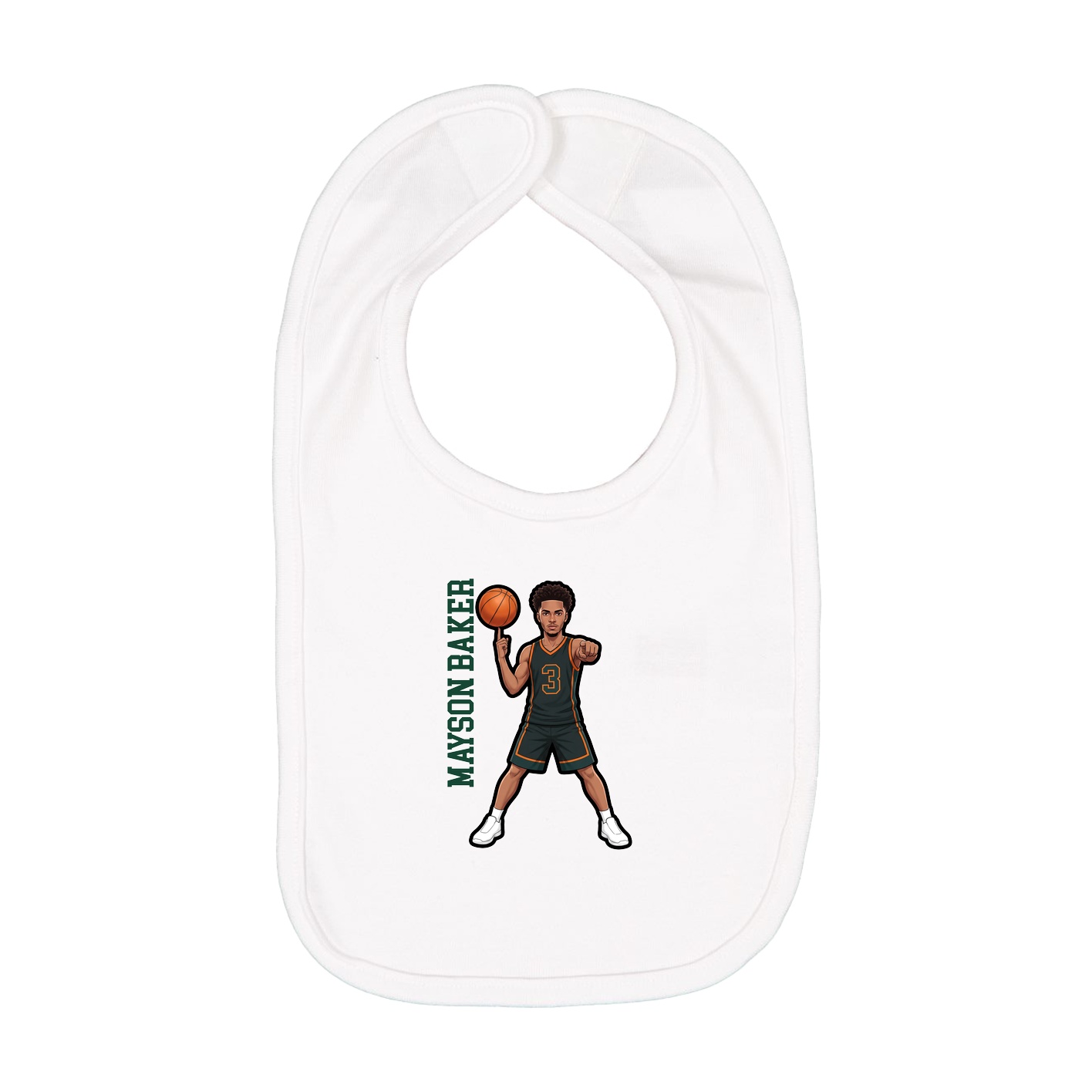 Infant Bib — Name Vertical in White