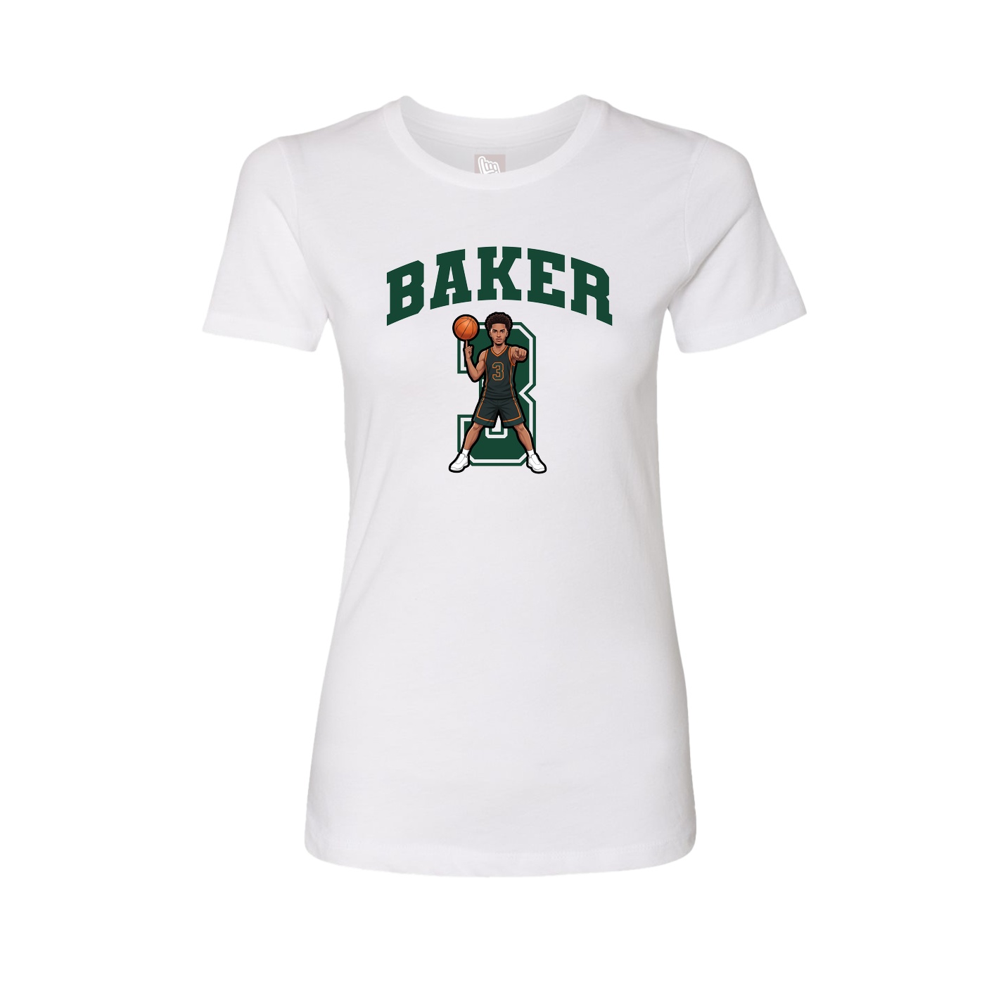 Fitted Women's Tee — Number in White