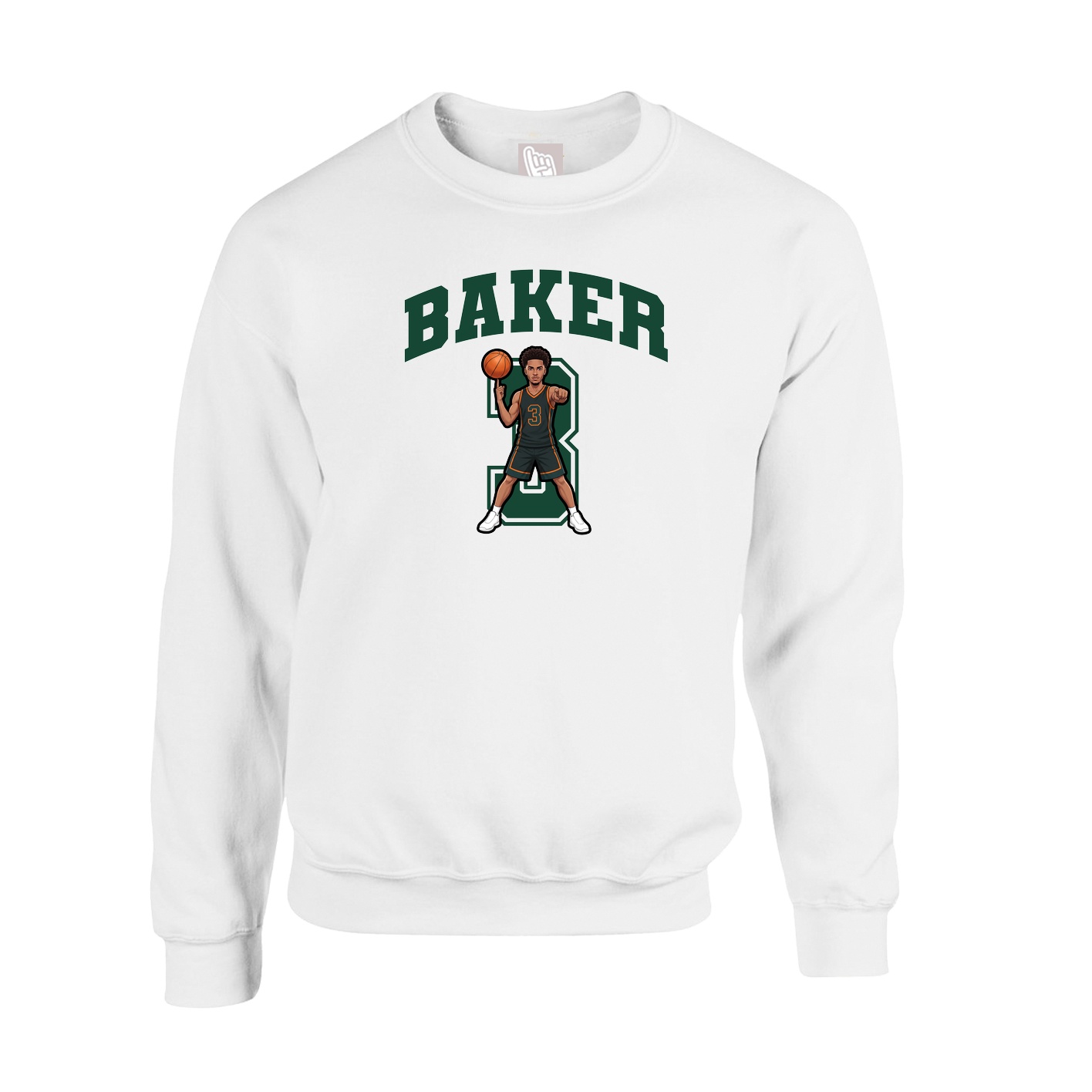 Fleece Crew — Number in White