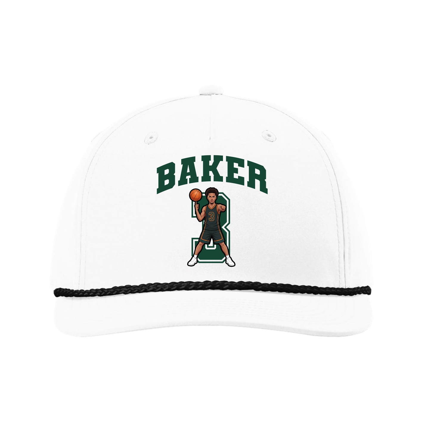 Five-Panel Classic Rope Cap — Number in White
