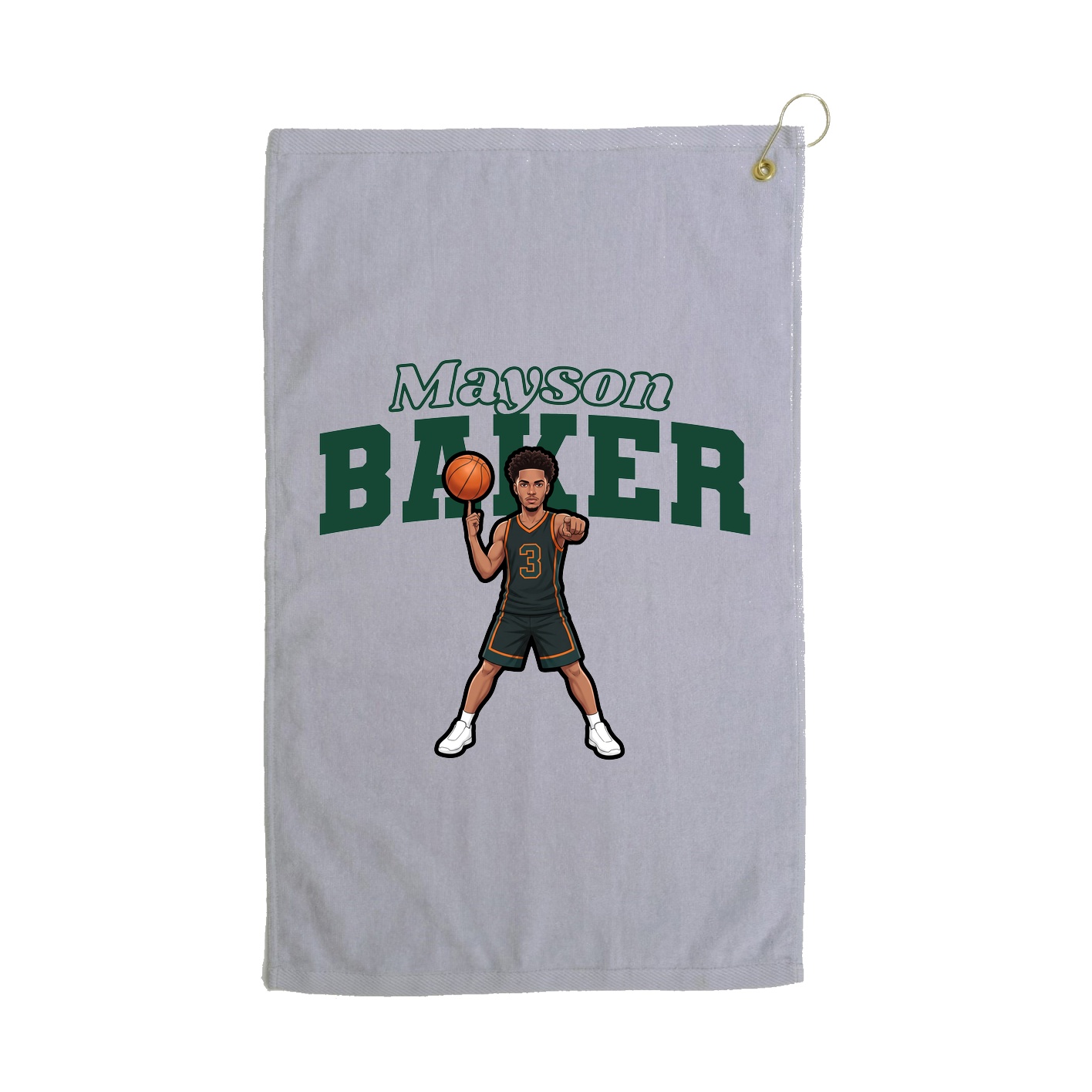 Golf Towel — Name Arch in Grey